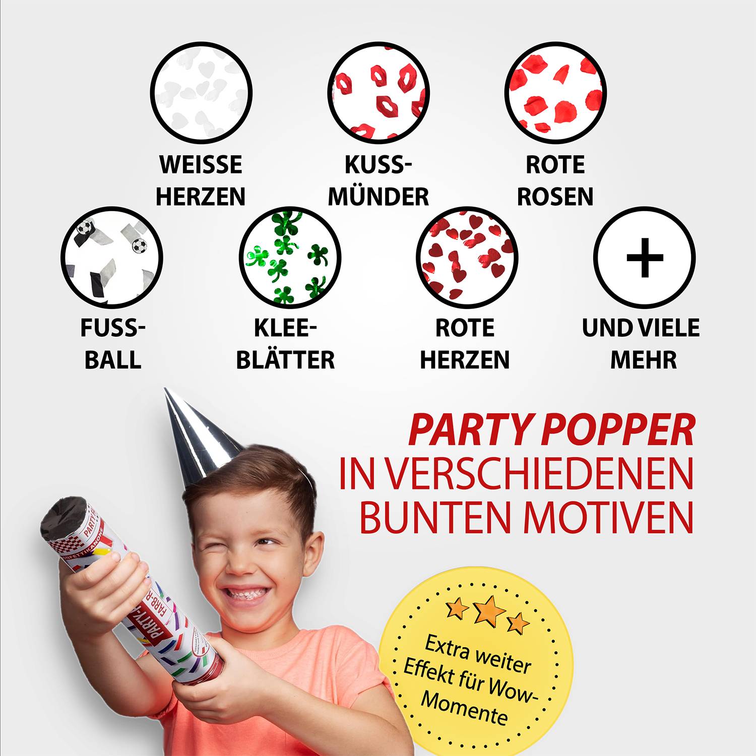 Party Popper 40cm Weiße Rosen, 12er Set 5