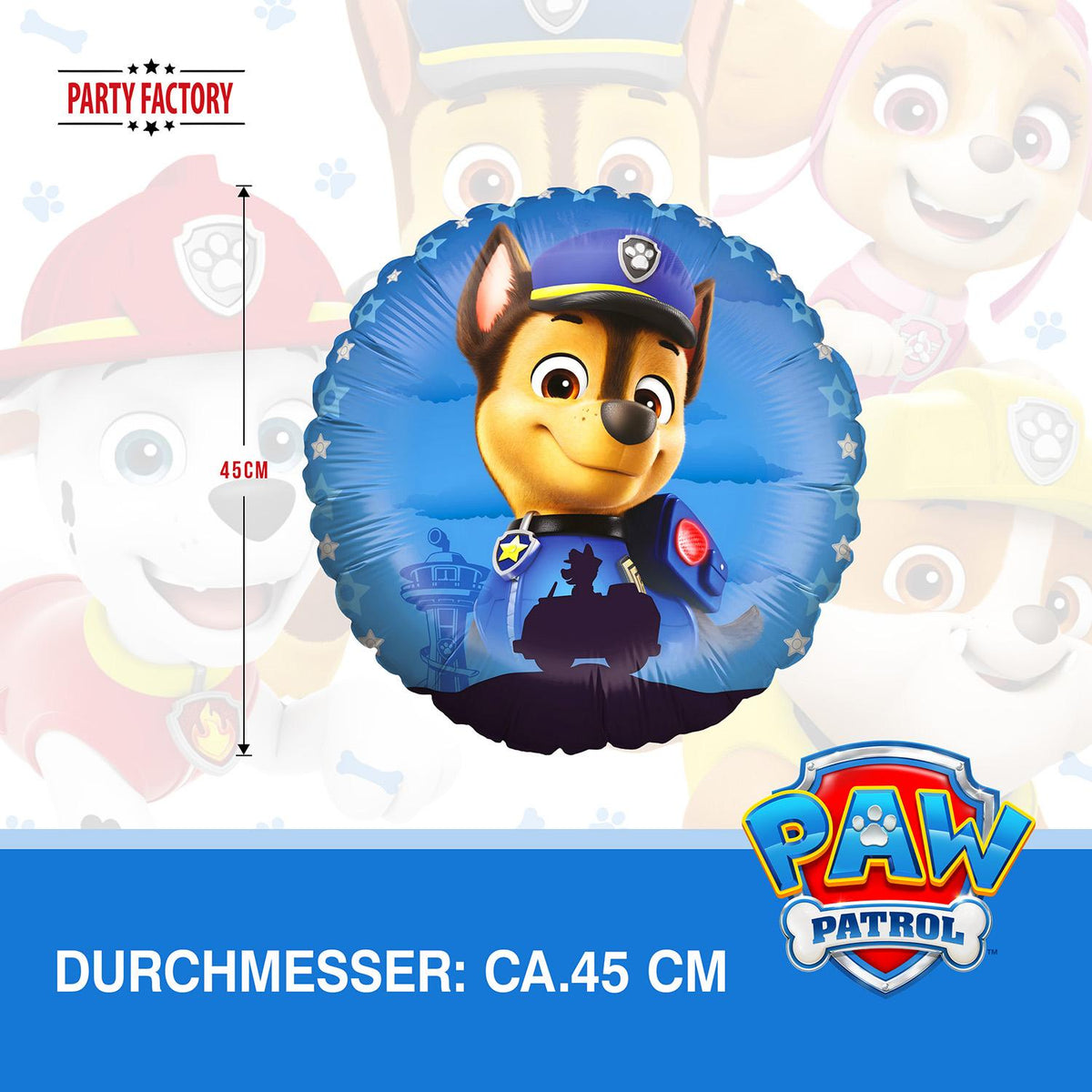 Paw Patrol Folienballon Chase Rund Blau ⌀ 45 cm 4