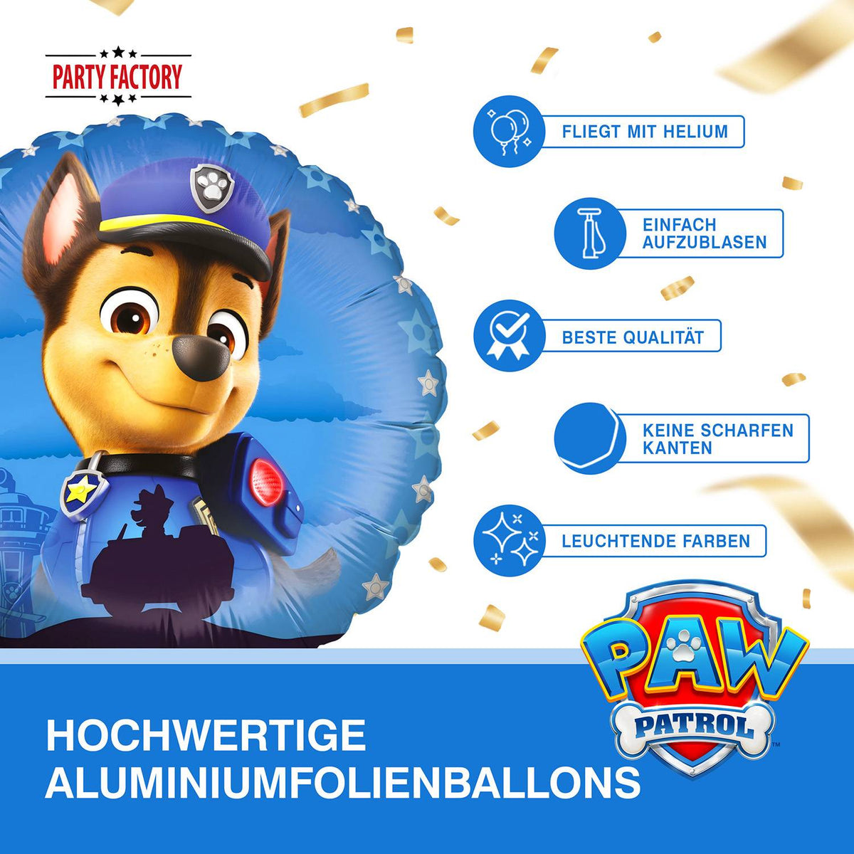 Paw Patrol Folienballon Chase Rund Blau ⌀ 45 cm 5