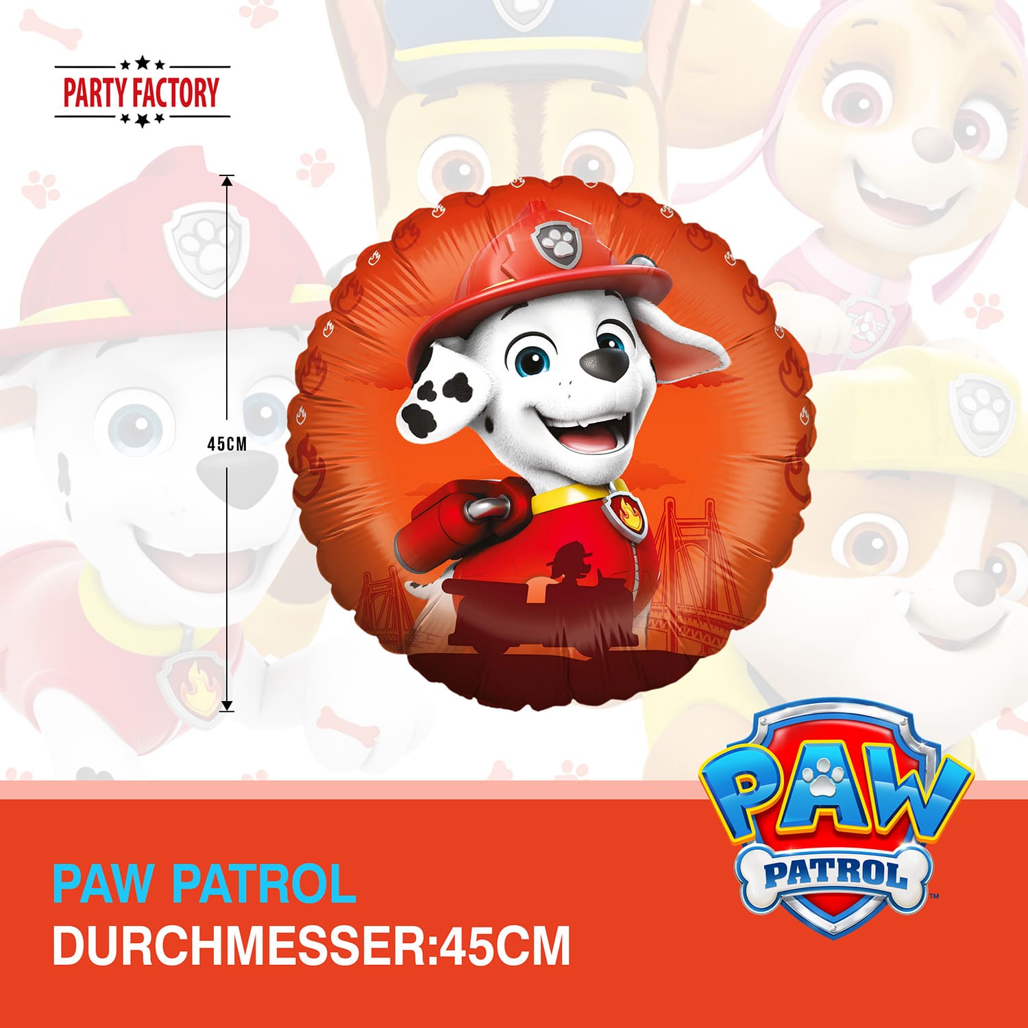 Paw Patrol Folienballon Marshall rund rot ⌀ 45 cm 4