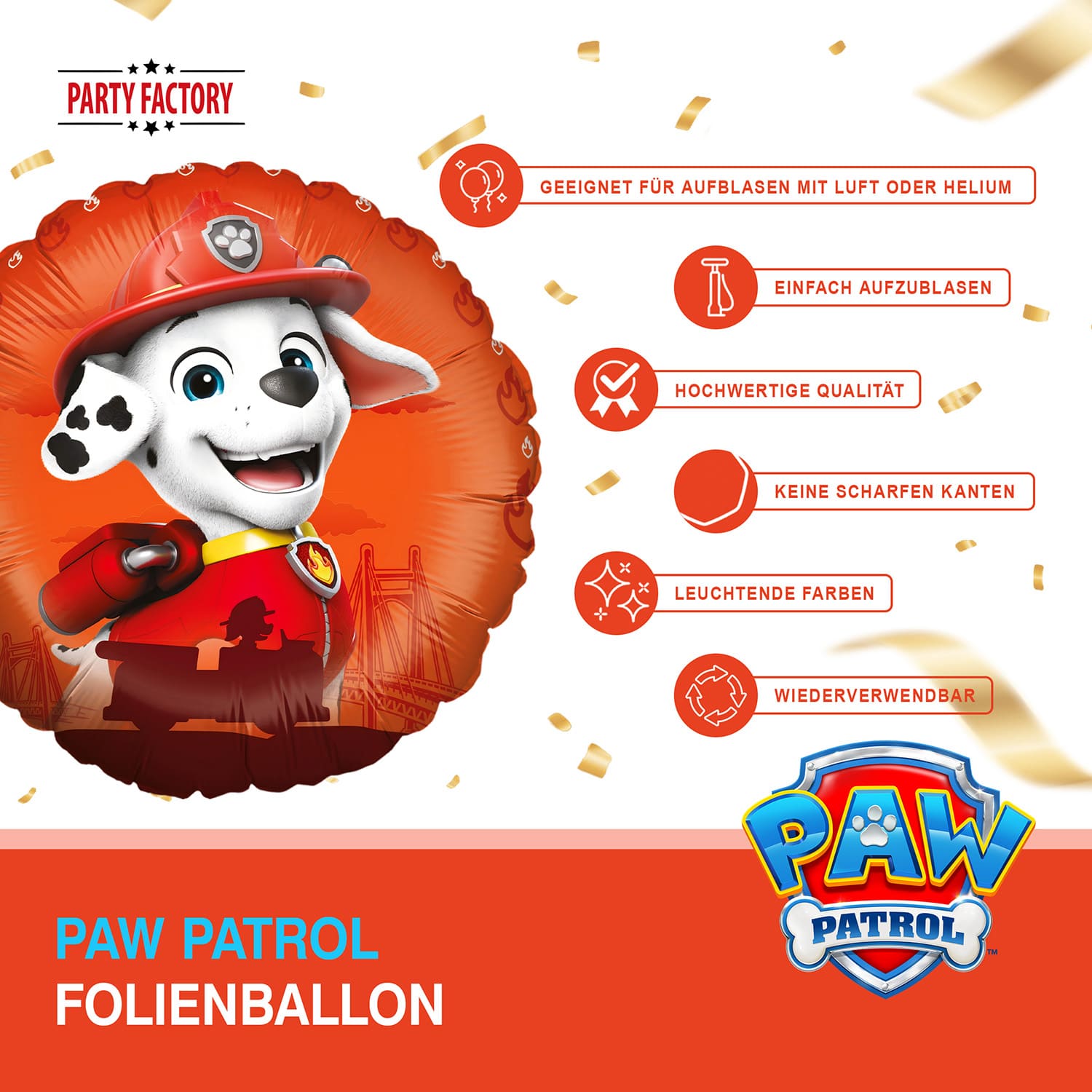 Paw Patrol Folienballon Marshall rund rot ⌀ 45 cm 5