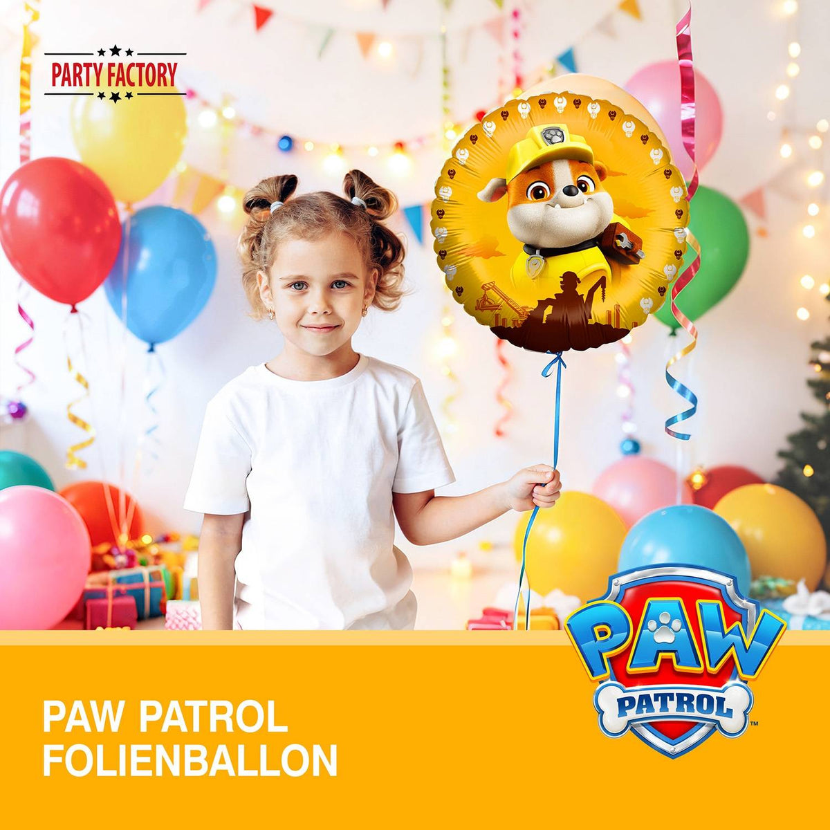 Paw Patrol Folienballon Rubble Rund gelb ⌀ 45 cm 2
