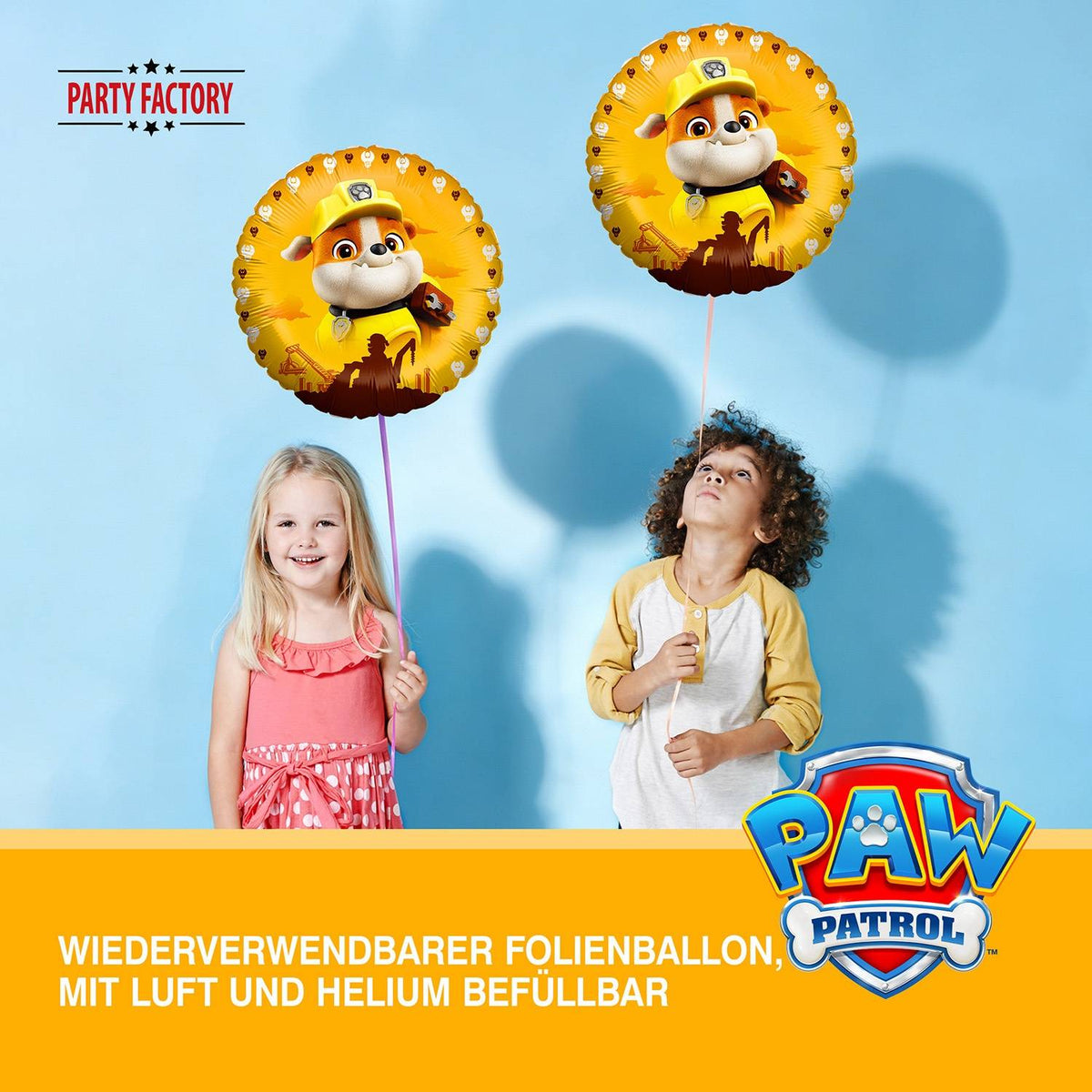 Paw Patrol Folienballon Rubble Rund gelb ⌀ 45 cm 3