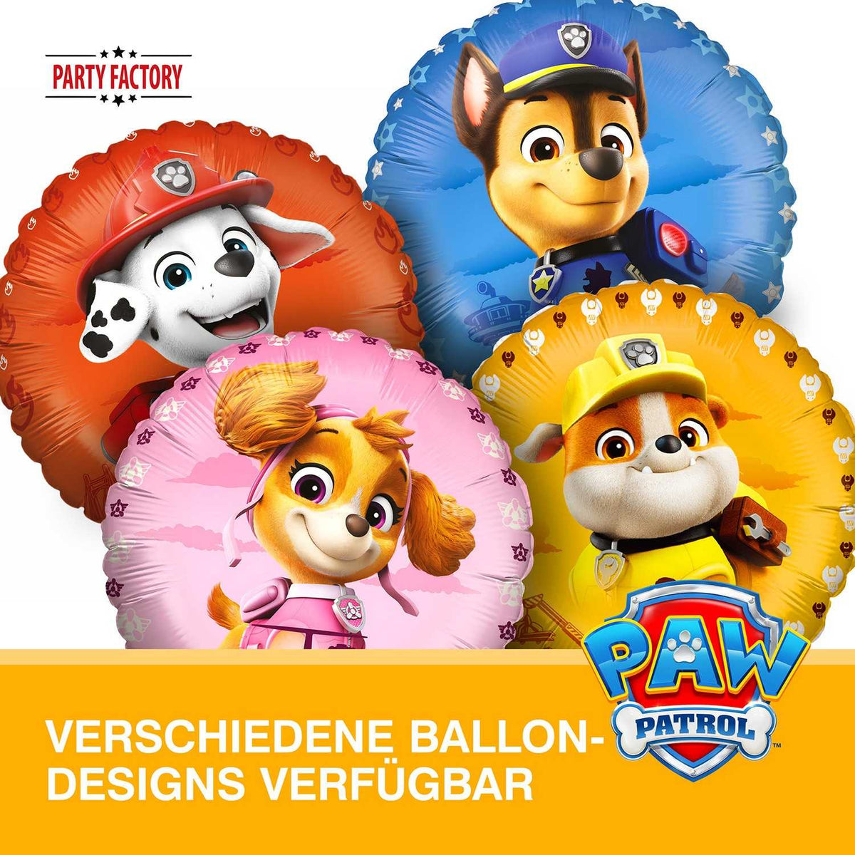 Paw Patrol Folienballon Rubble Rund gelb ⌀ 45 cm 6