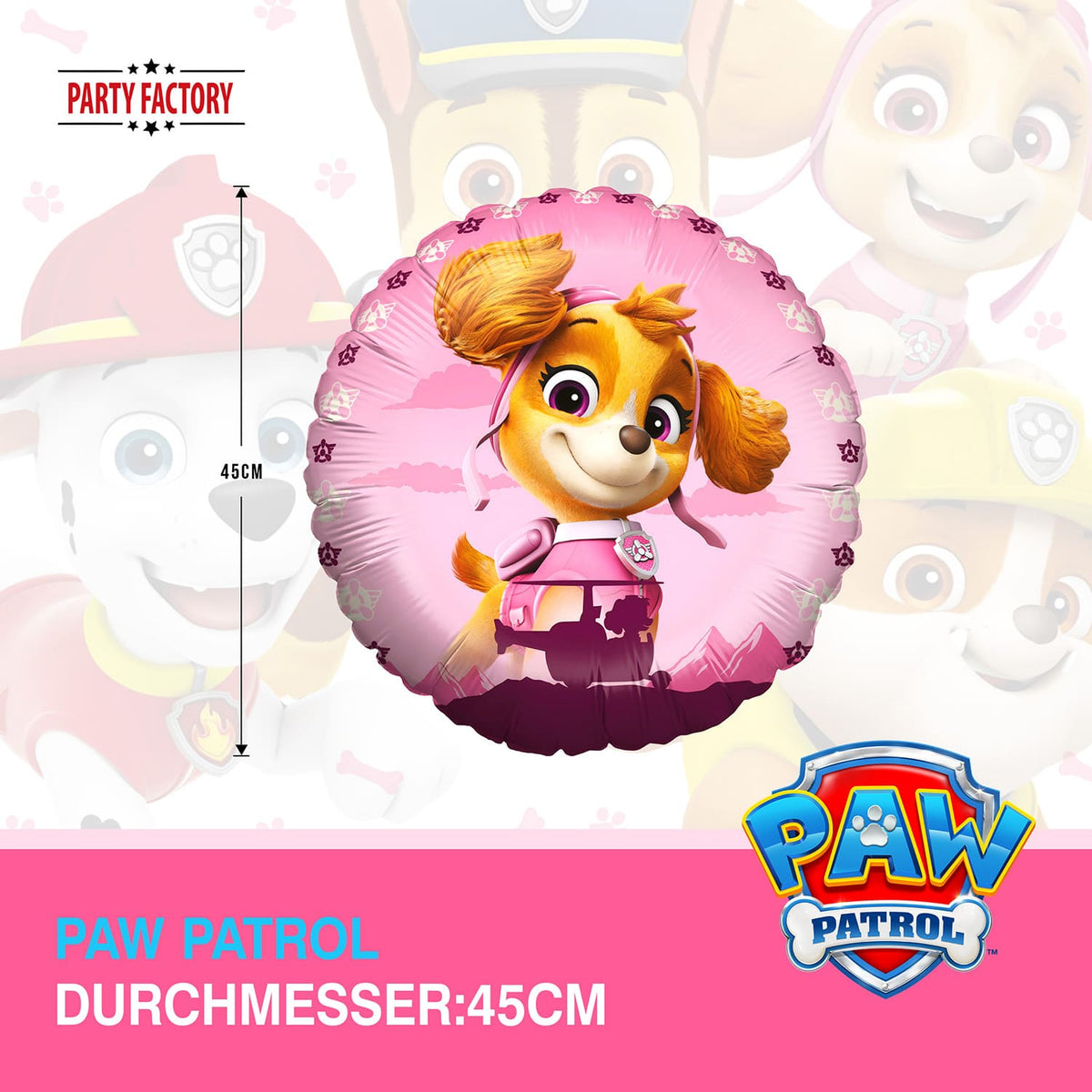 Paw Patrol Folienballon Skye Rund Rosa ⌀ 45 cm 4