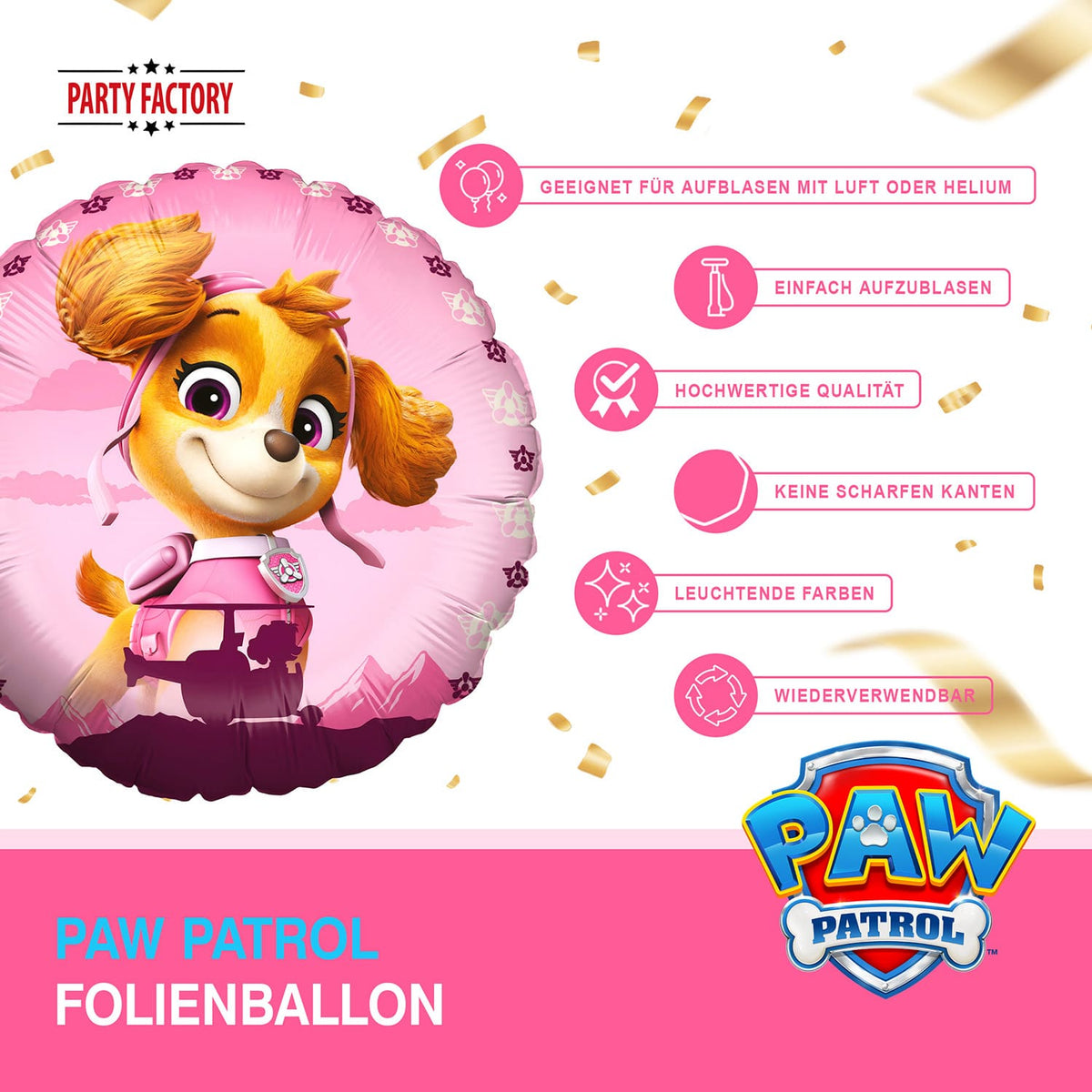 Paw Patrol Folienballon Skye Rund Rosa ⌀ 45 cm 5