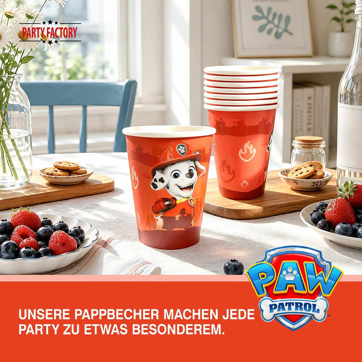 Paw Patrol Pappbecher Marshall 250 ml 8er-Pack Rot 6