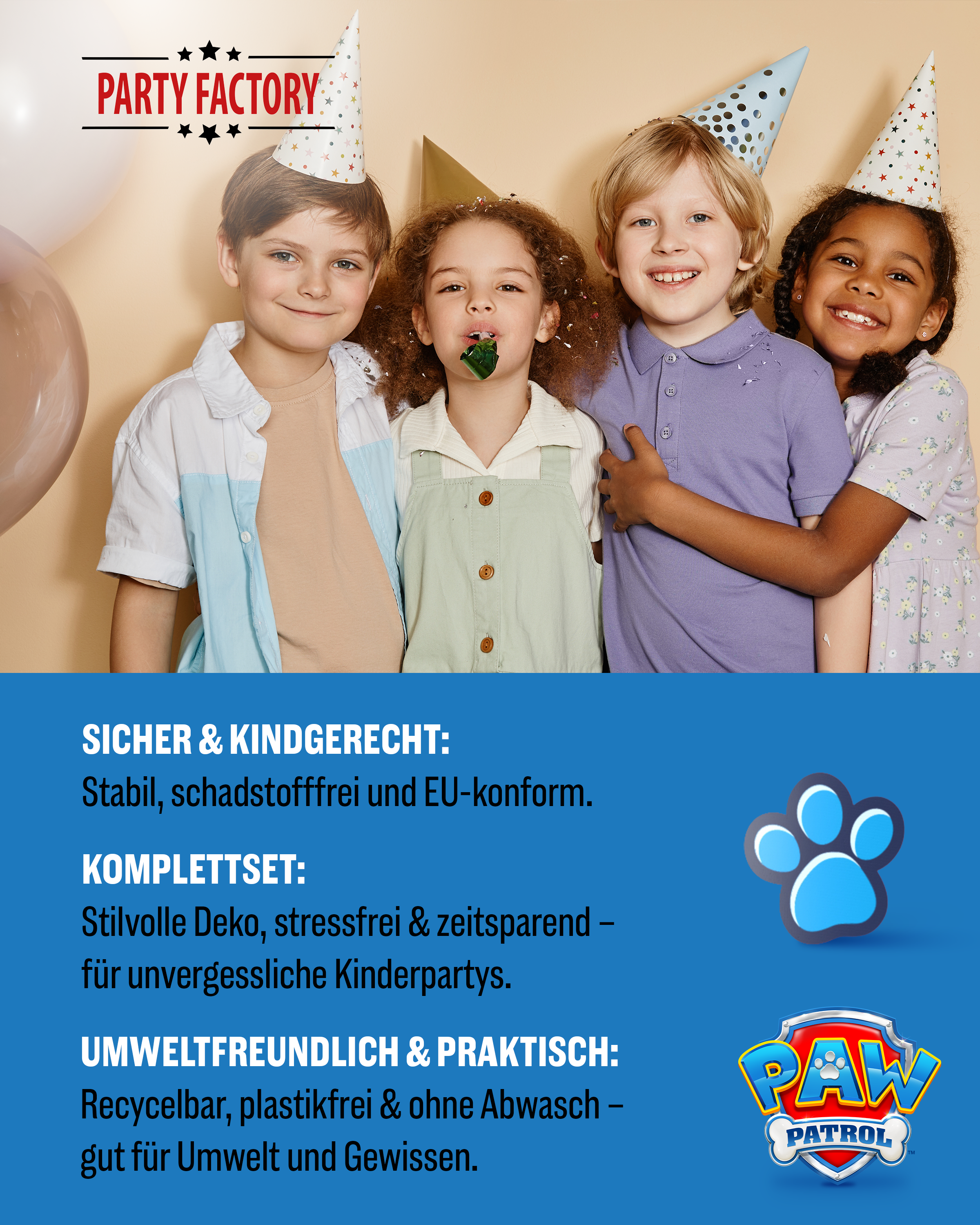 Paw Patrol Party Set 57tlg Wimpelkette Ballons Geschenktüten Partygeschirr 6