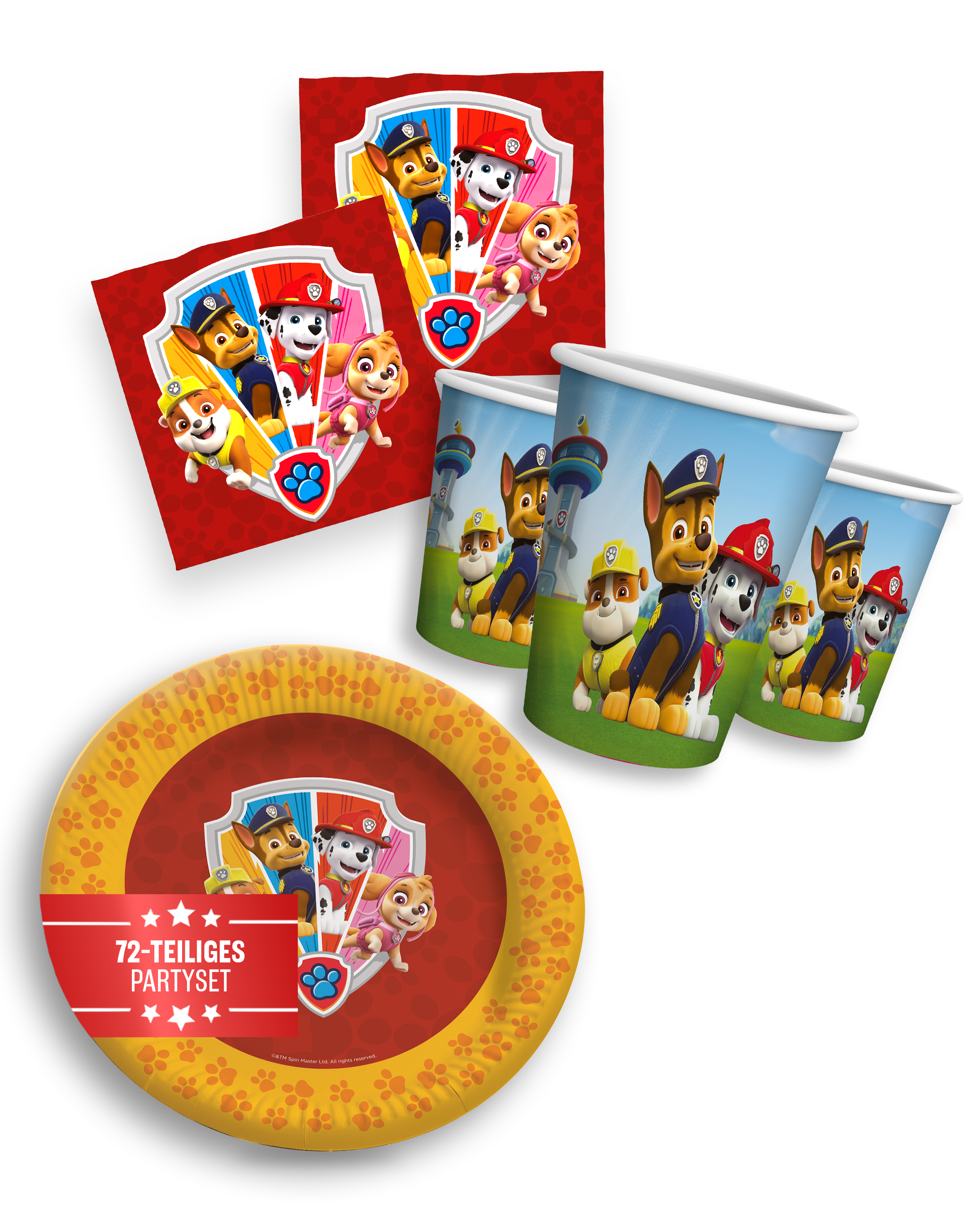 Paw Patrol Party Set 72tlg mit 16 Tellern 16 Bechern und 40 Servietten 1