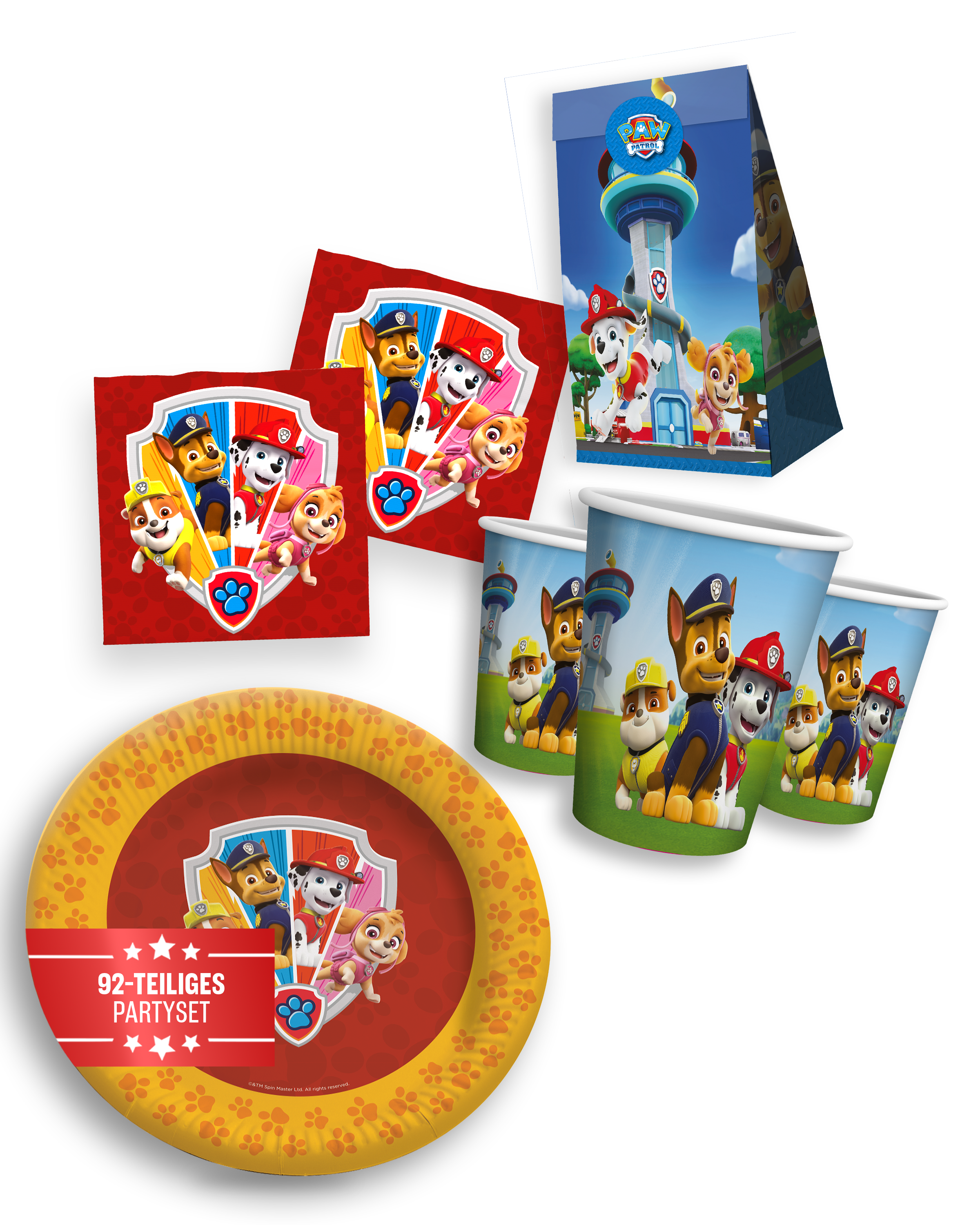 Paw Patrol Party Set 92tlg mit Geschenktüten und Partygeschirr Geburtstag 1