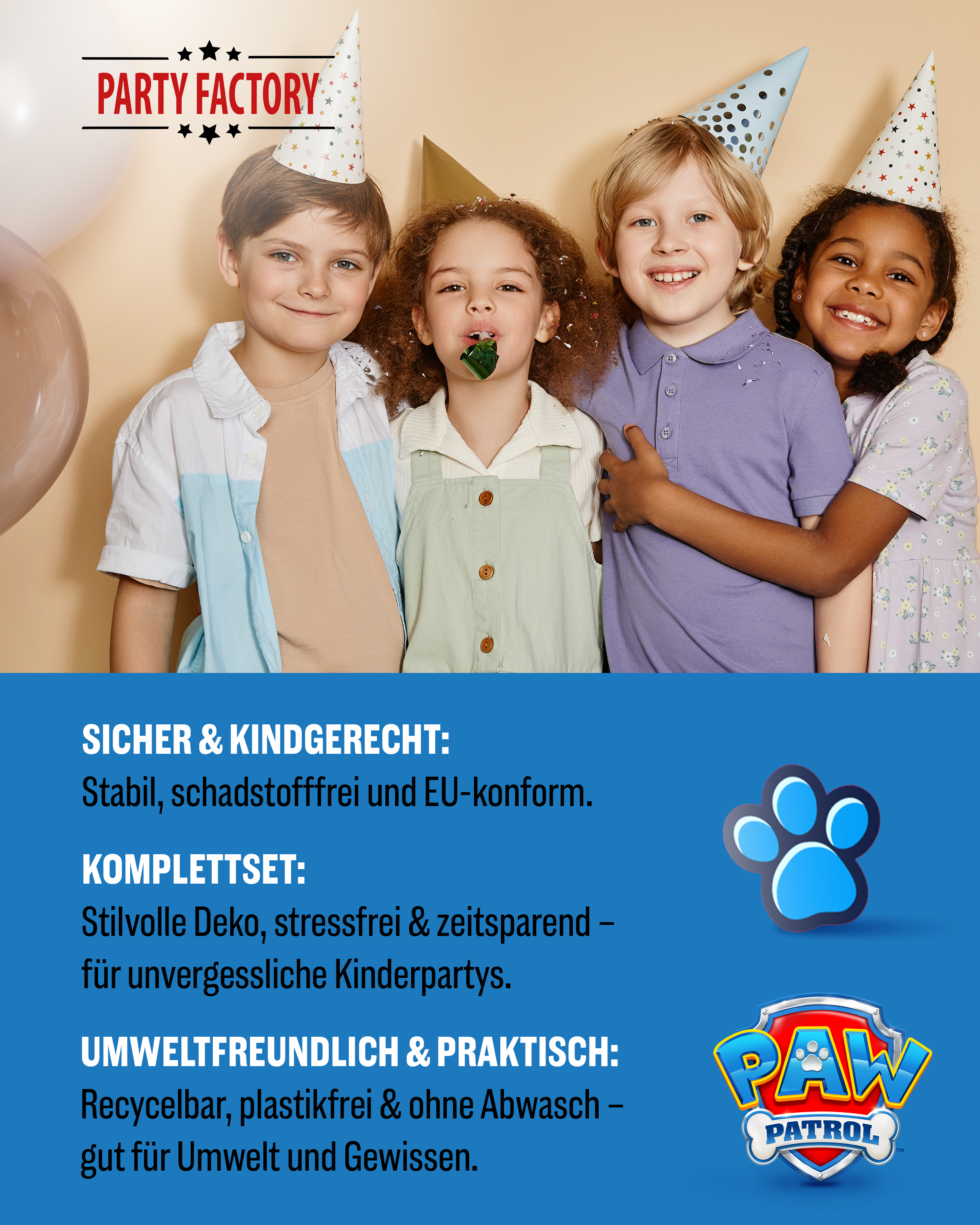 Paw Patrol Party Set 94tlg Tischdecke Wimpelkette Geschenktüten Partygeschirr 3