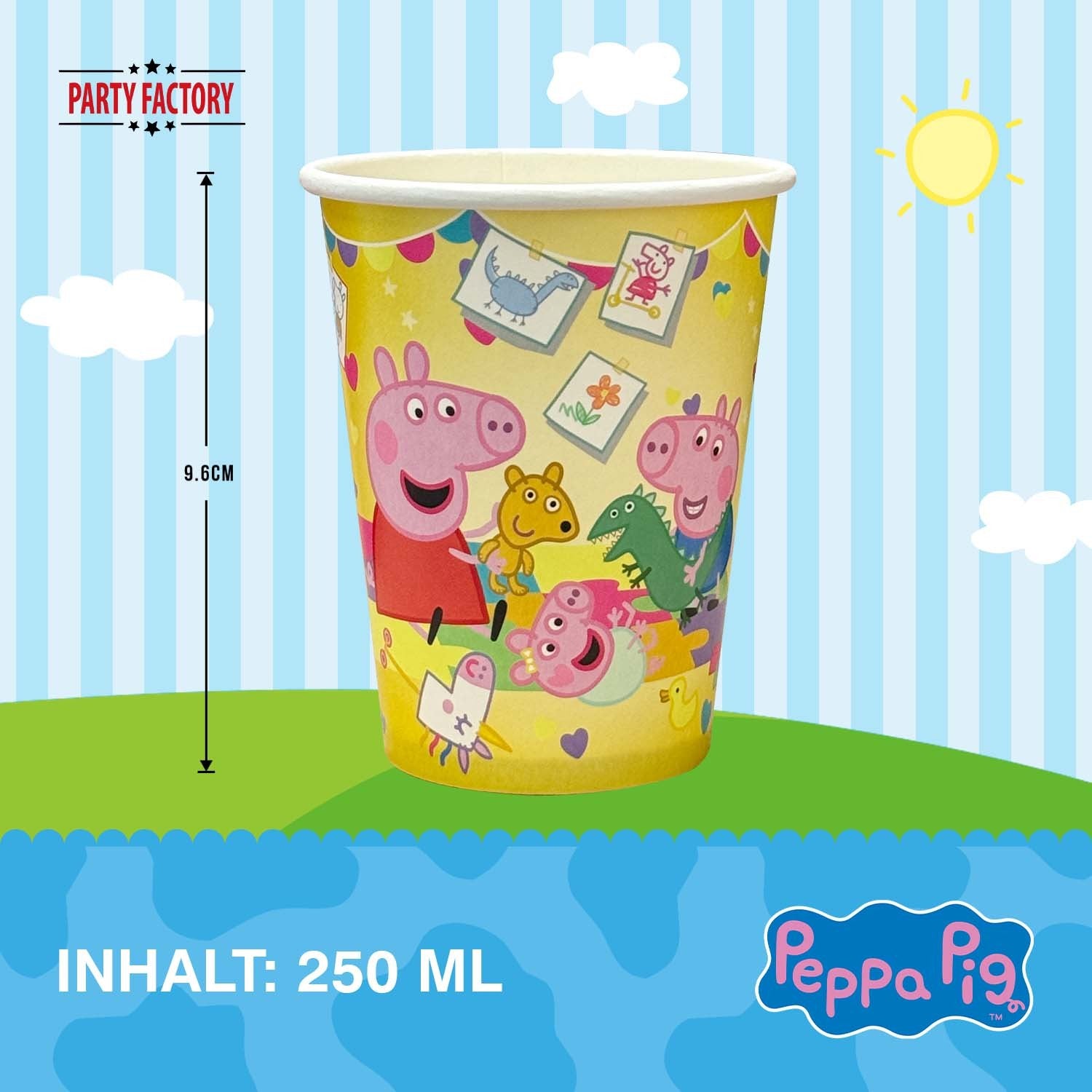 Peppa Pig 2026 Pappbecher 250 ml 8er-Pack gelb 4