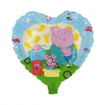 Peppa Pig Folienballon Herz blau Ø 45 cm