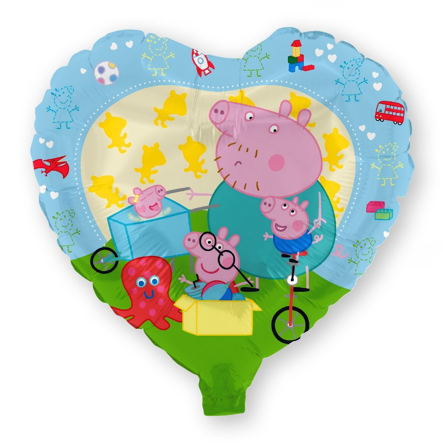 Peppa Pig Folienballon Herz blau Ø 45 cm