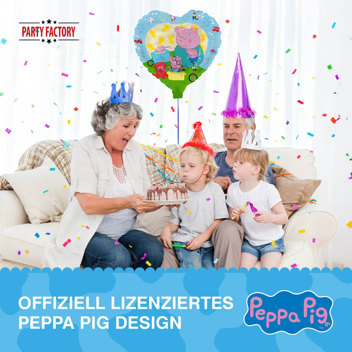 Peppa Pig Folienballon Herz blau Ø 45 cm 2