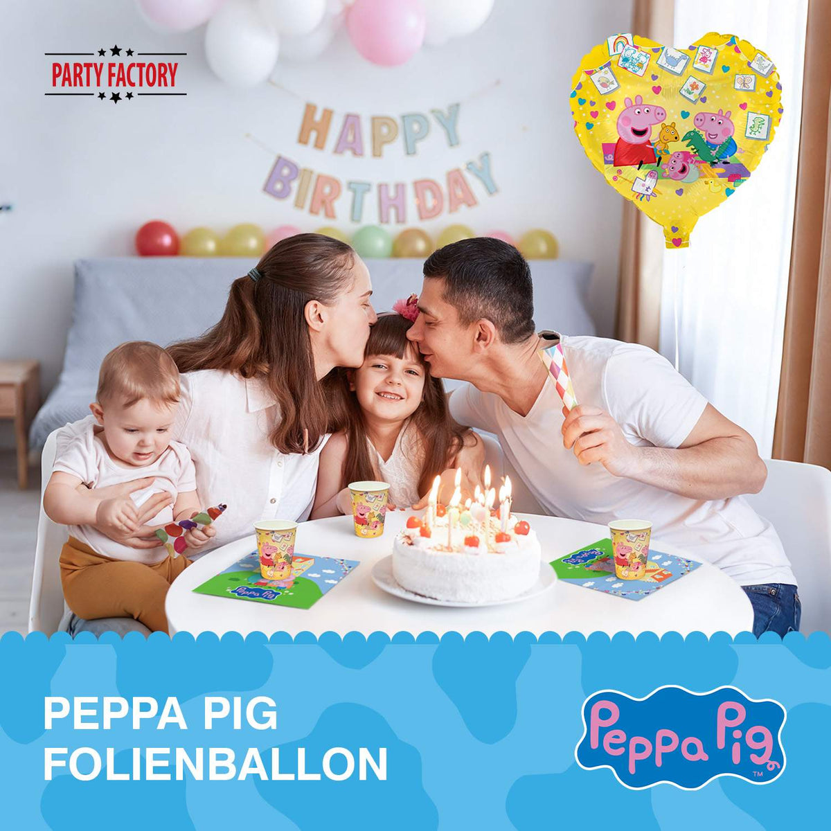 Peppa Pig Folienballon Herz gelb Ø 45 cm 2