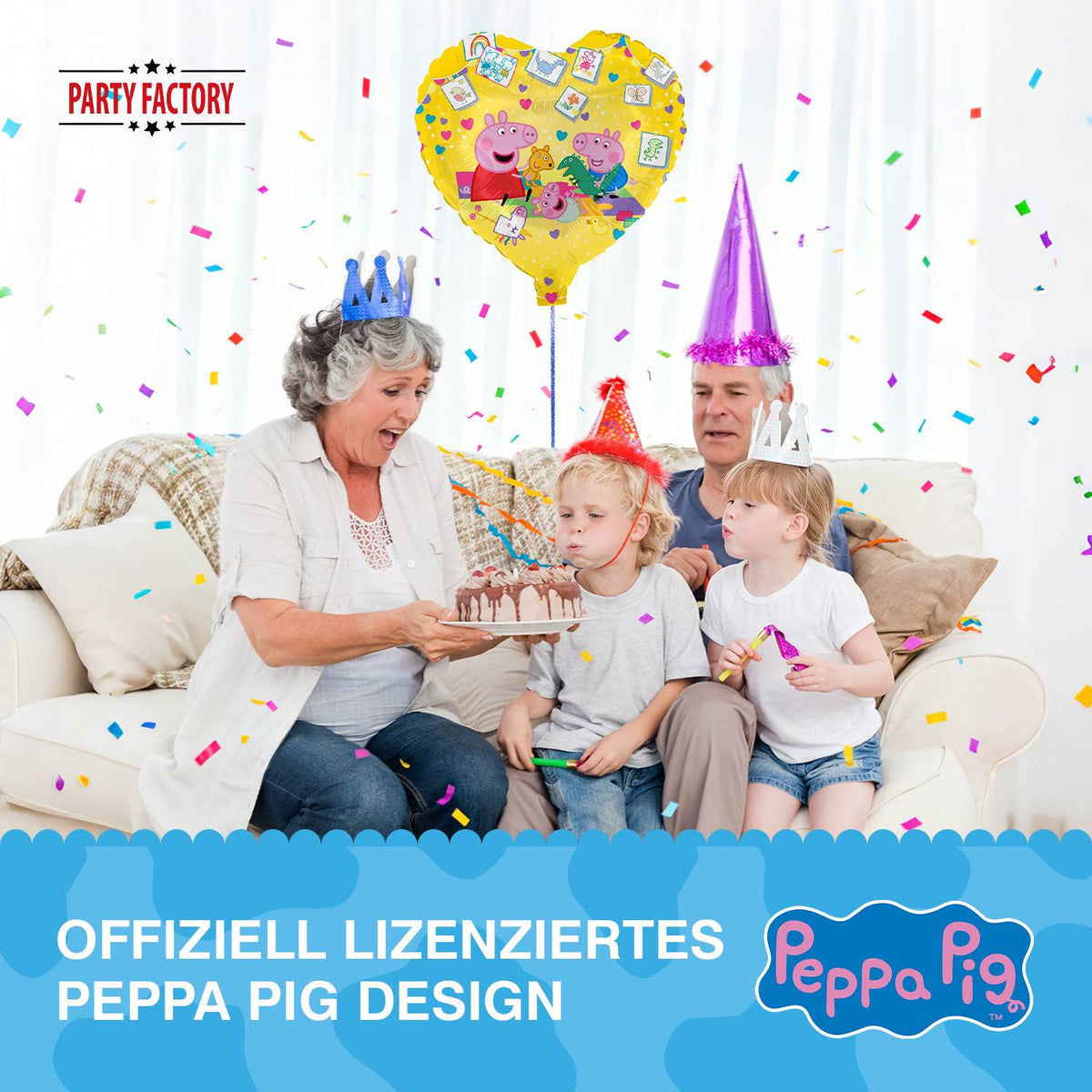 Peppa Pig Folienballon Herz gelb Ø 45 cm 3
