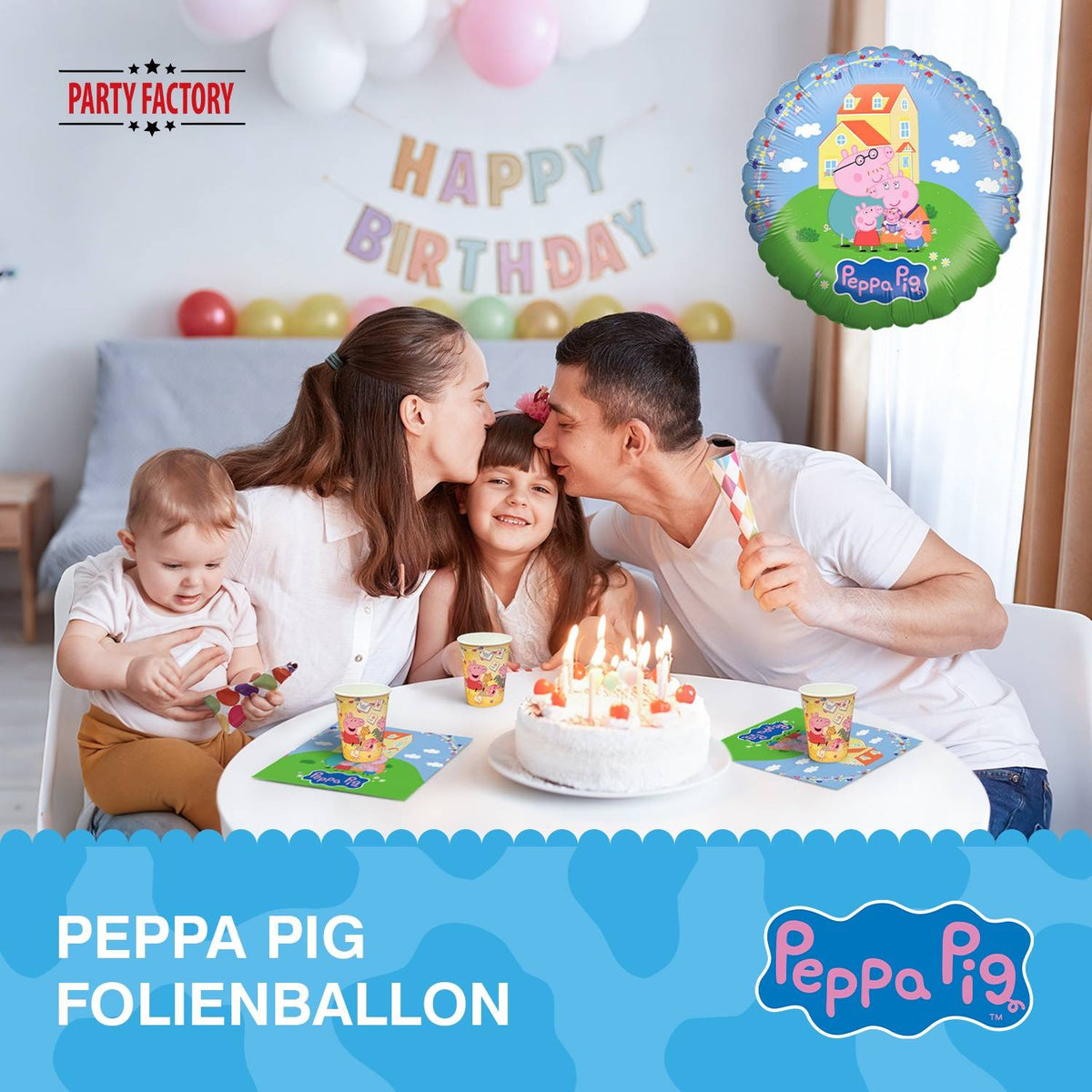 Peppa Pig Folienballon rund ⌀ 45 cm Familie Wutz 2