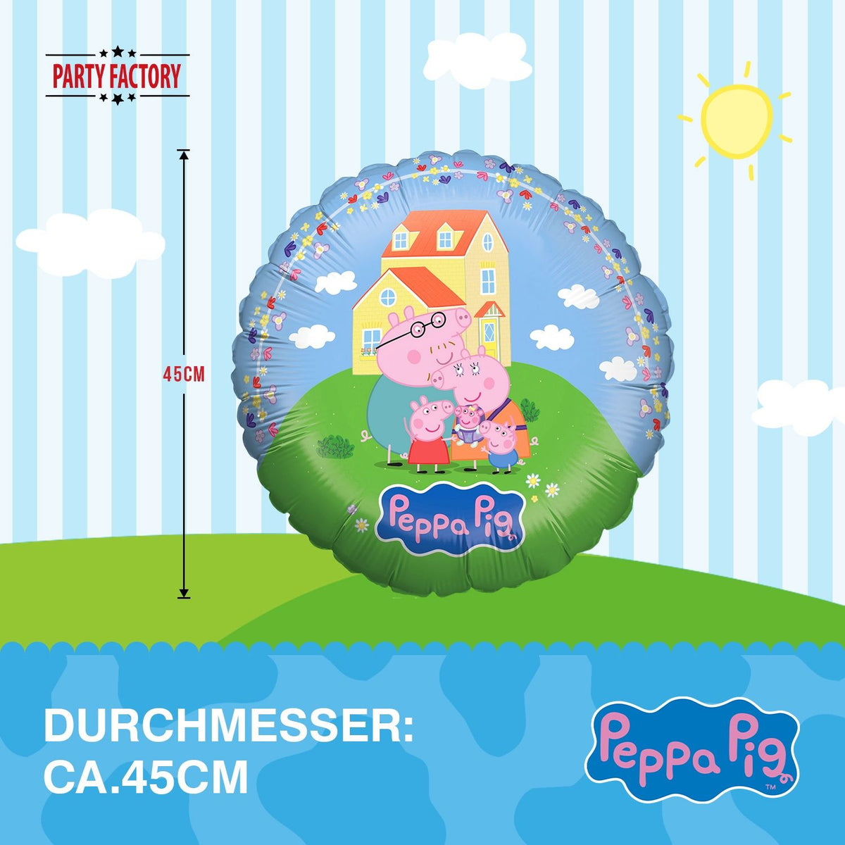 Peppa Pig Folienballon rund ⌀ 45 cm Familie Wutz 4