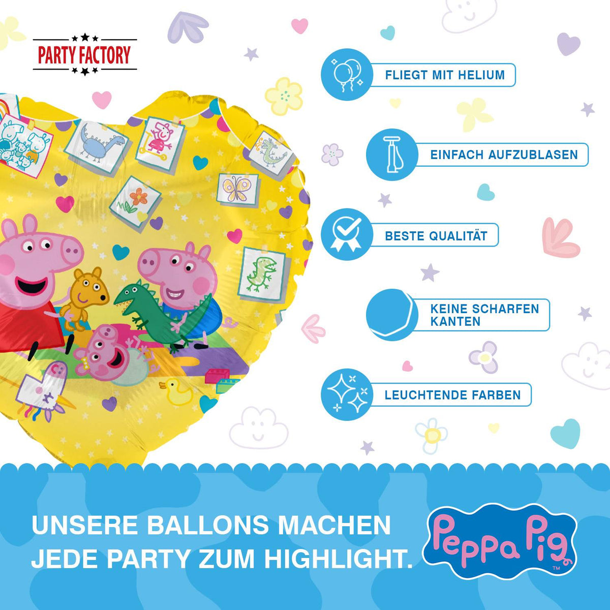 Peppa Pig Folienballon rund gelb Ø 45 cm 6