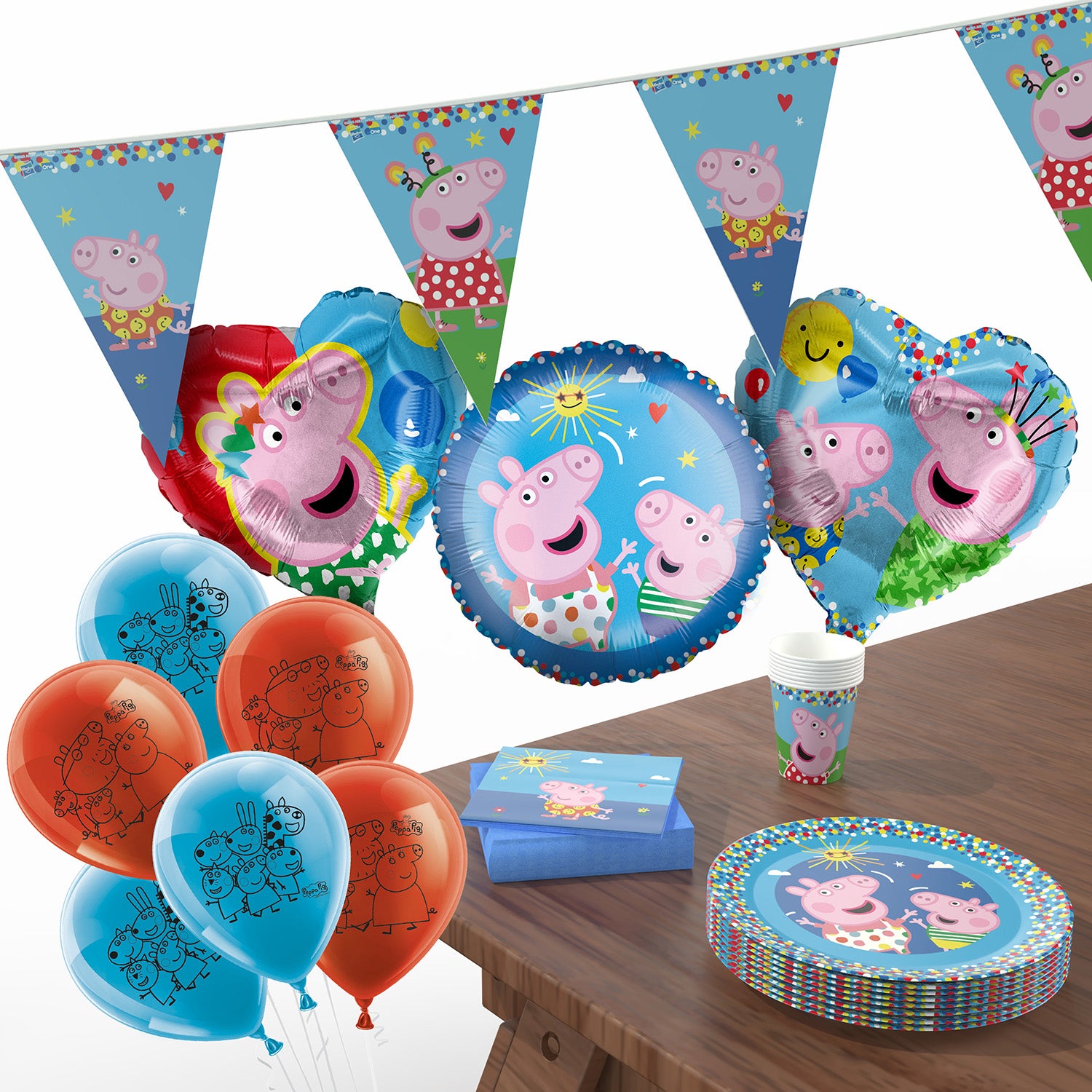 Peppa Pig  XXL Party-Set Einweggeschirr und Raumdeko 60-teilig