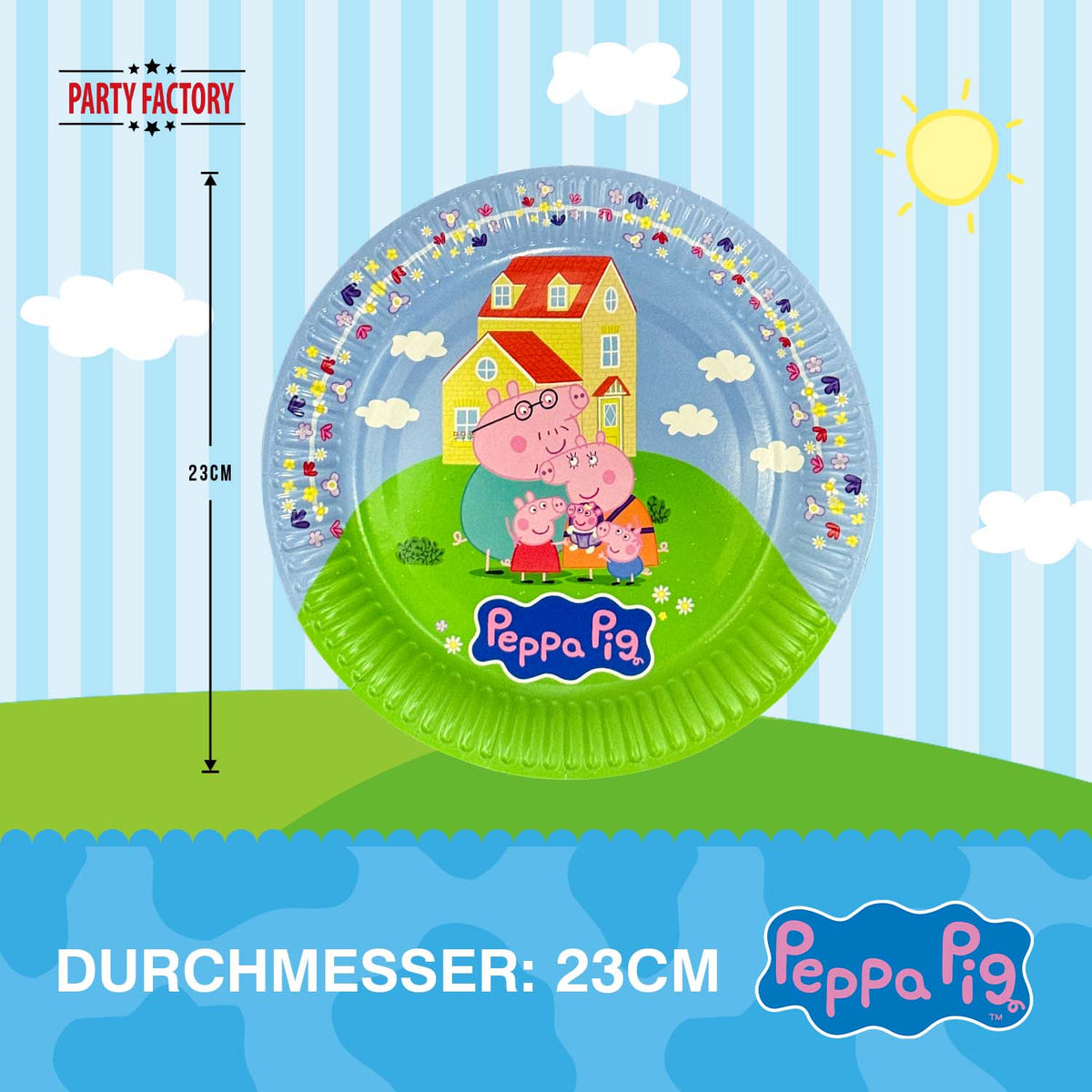 Peppa Pig Pappteller 23cm 8er-Pack blau 4