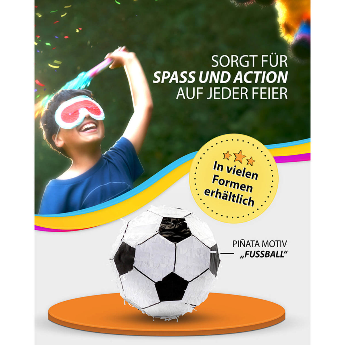 Pinata Fußball schwarz weiß 27cm Durchmesser Partyspiele Kinder Geburtstag Deko 3