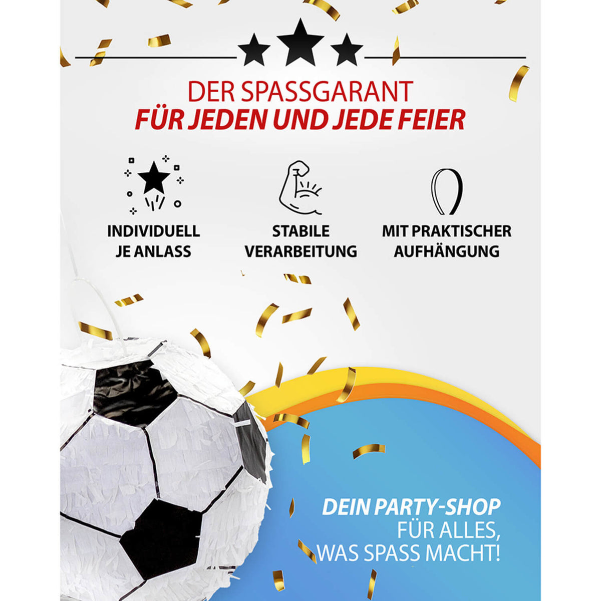 Pinata Fußball schwarz weiß 27cm Durchmesser Partyspiele Kinder Geburtstag Deko 7