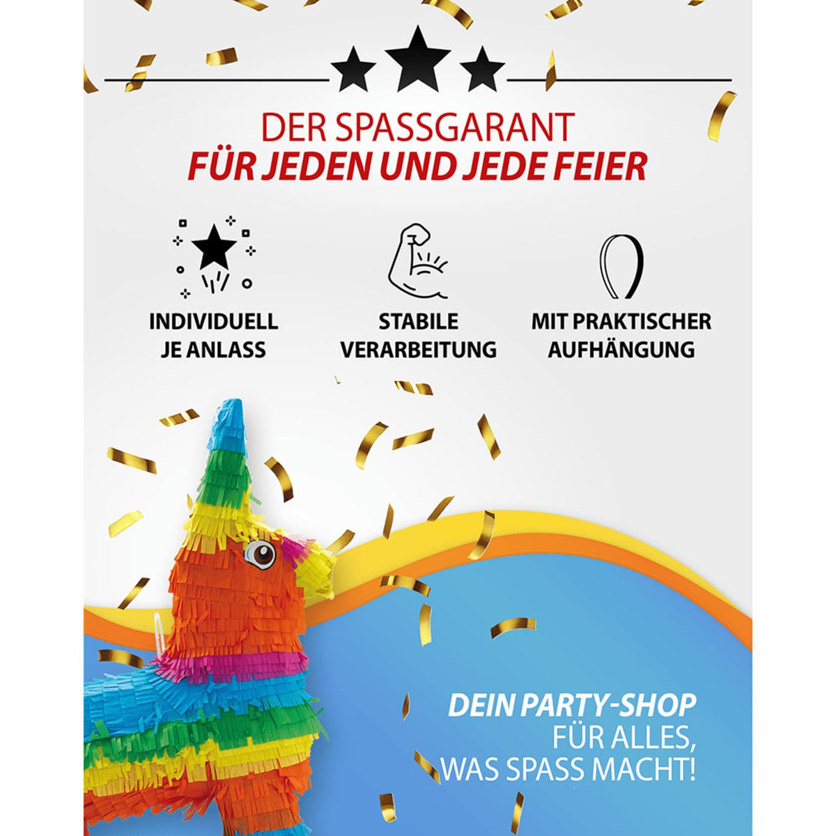 Pinata bunter Esel 41 x 55 cm Partyspiele Kinder Geburtstag Deko Geburtstagsdeko 6