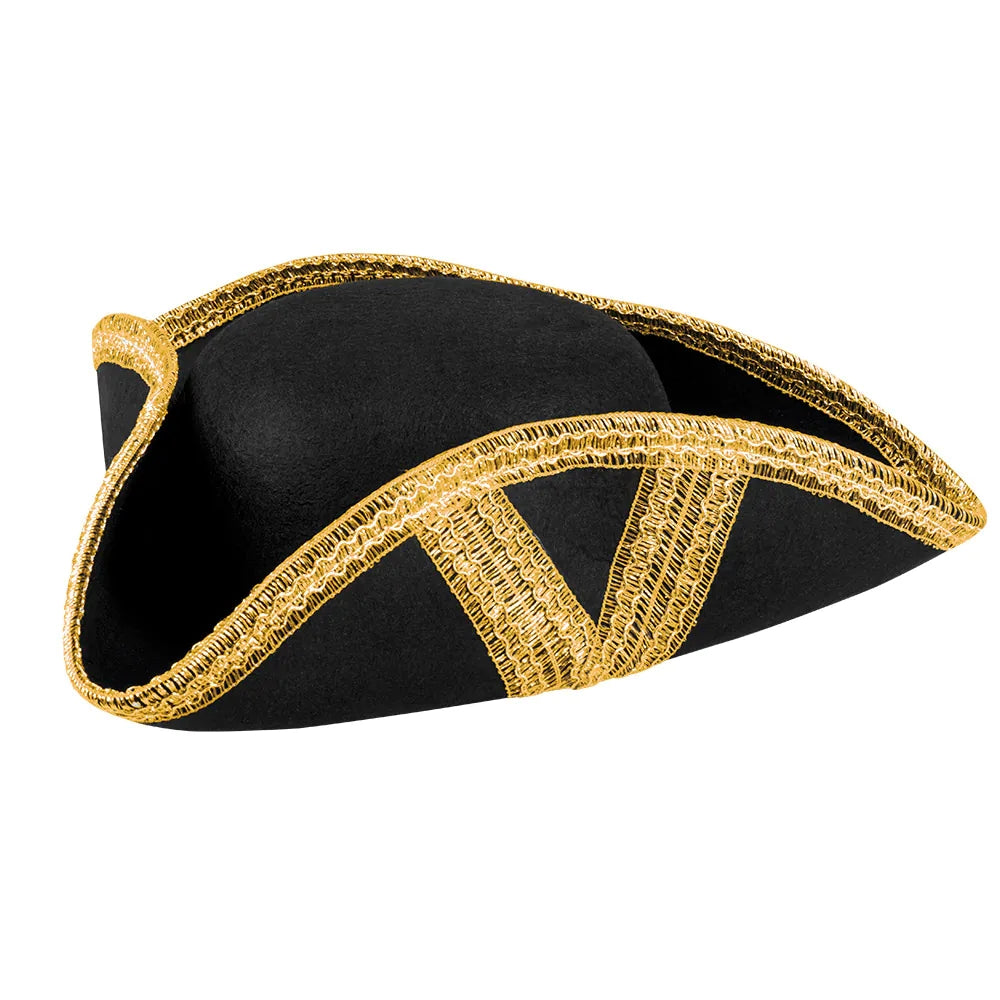 Piratenhut Royal Fortune schwarz-gold edler Dreispitz für Piratenkostüme 2