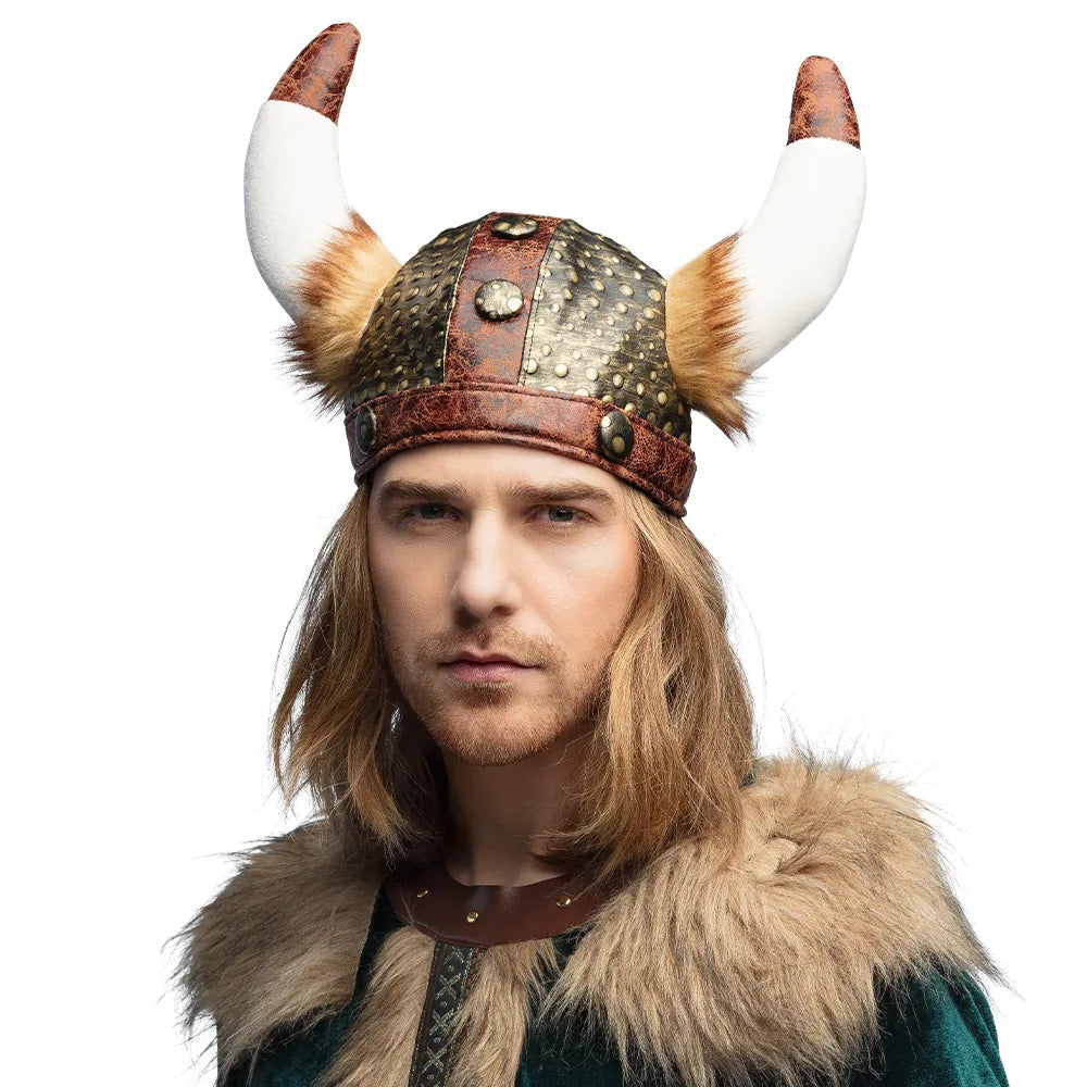 Plüsch Wikingerhelm Harald Kostüm Helm mit Hörnern