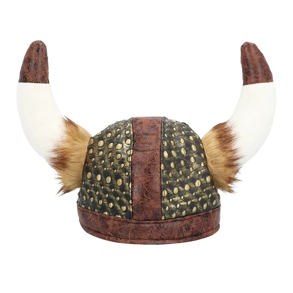 Plüsch Wikingerhelm Harald Kostüm Helm mit Hörnern 6