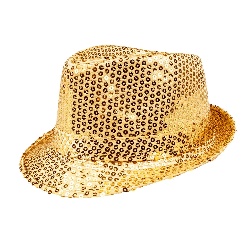 Popstar Hut gold mit Pailletten glitzernder Paillettenhut 2