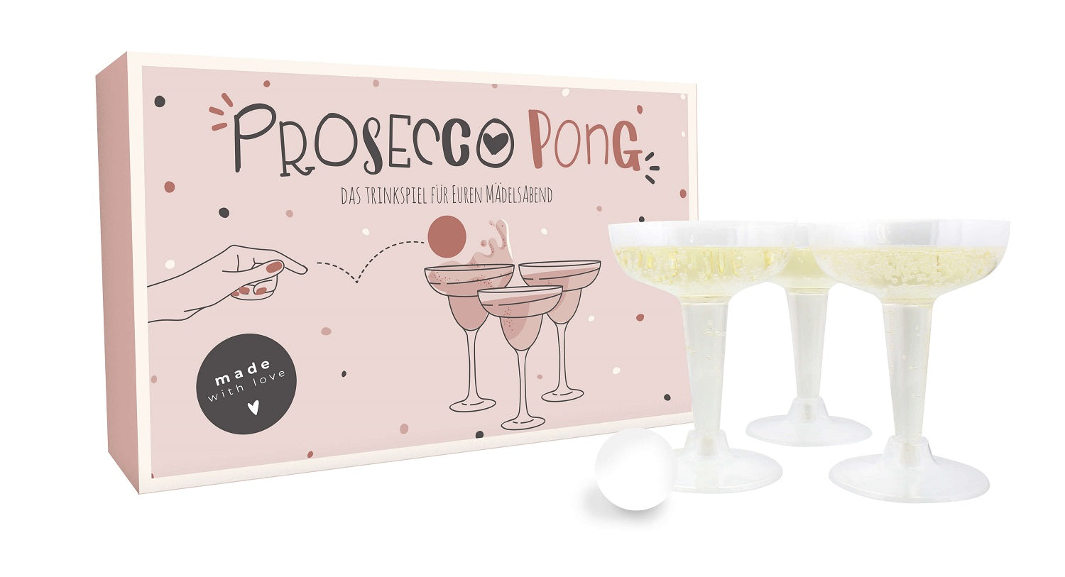 Prosecco Pong Trinkspiel für Frauen - Spiel bis zu 12 Personen 1