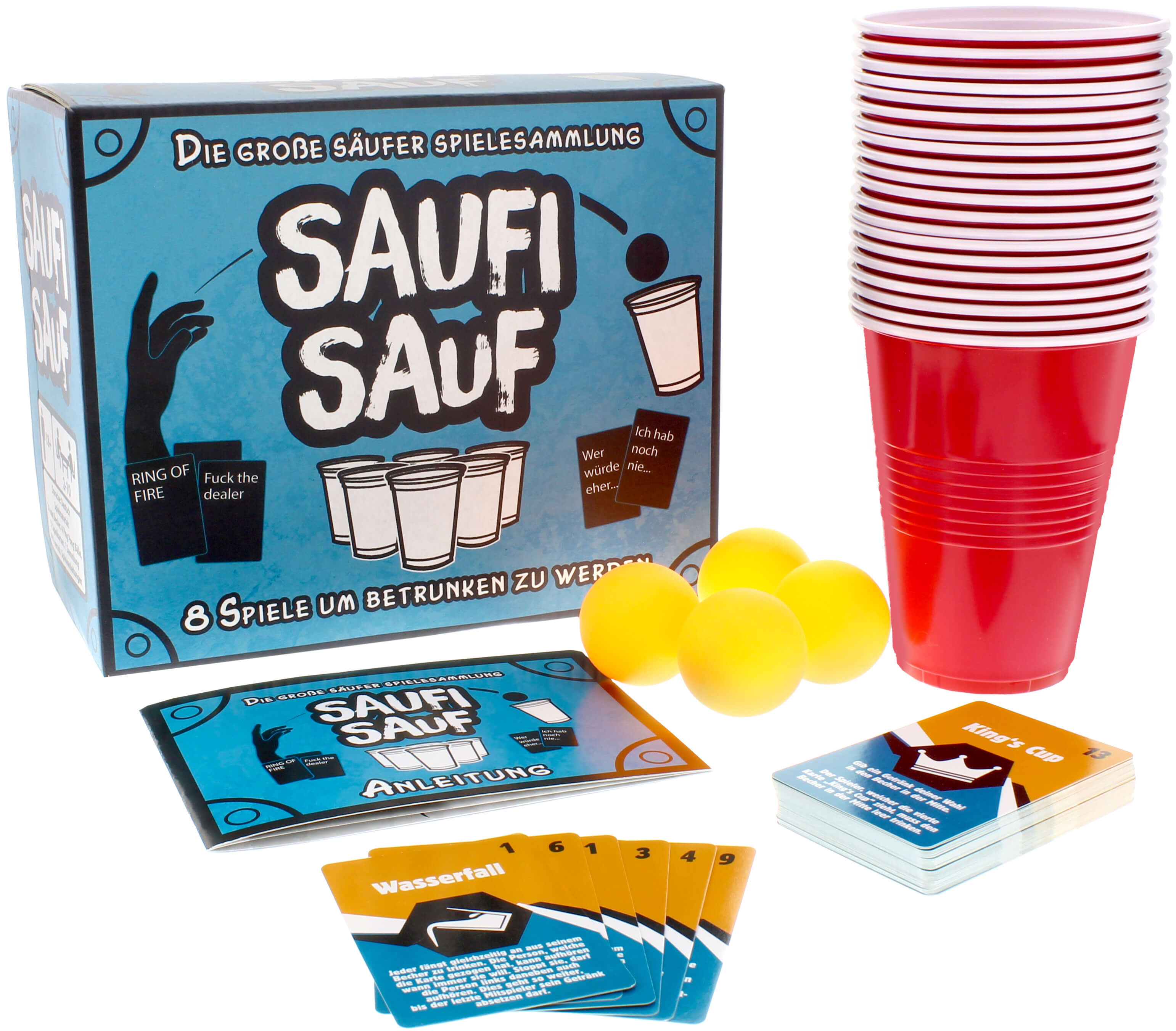 Saufi Sauf Trinkspiel-Sammlung für Erwachsene Partyspiele für bis zu 6 Personen