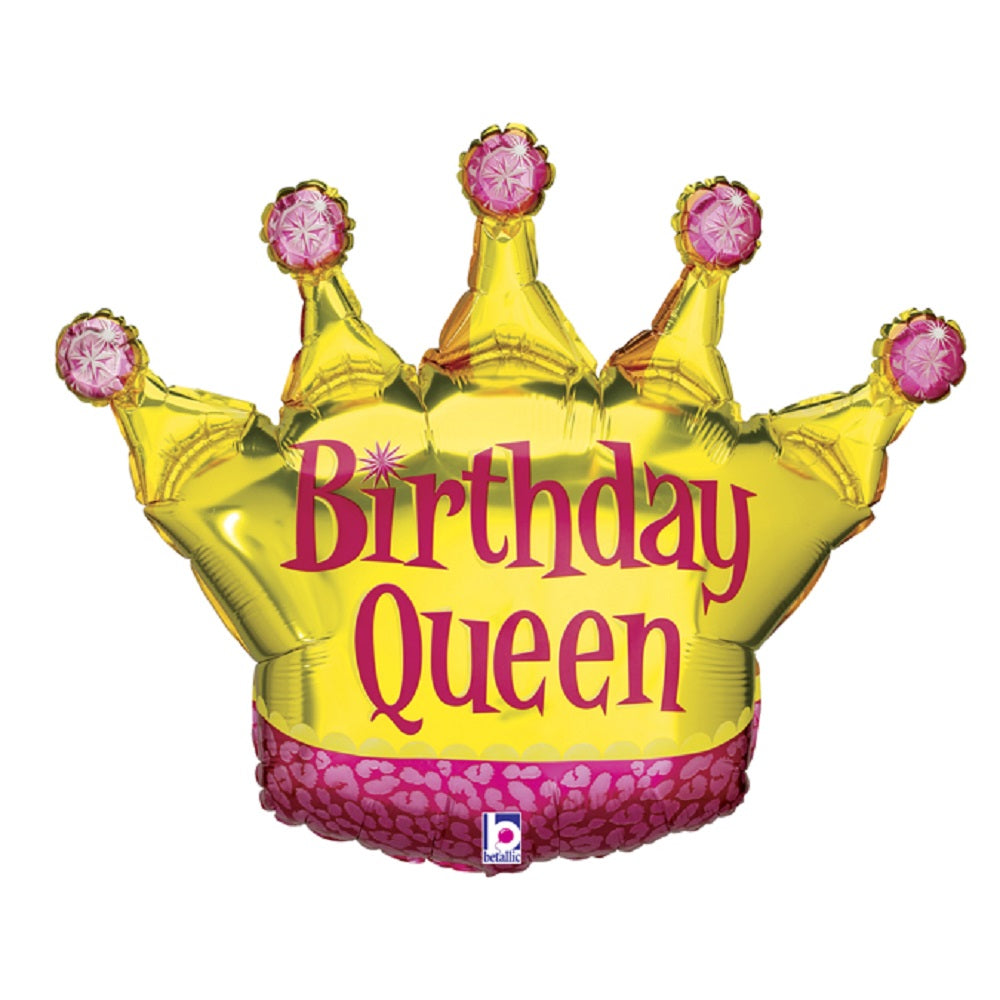Shape Folienballon Birthday Queen Krönchen 75x58cm Krone für Mädels