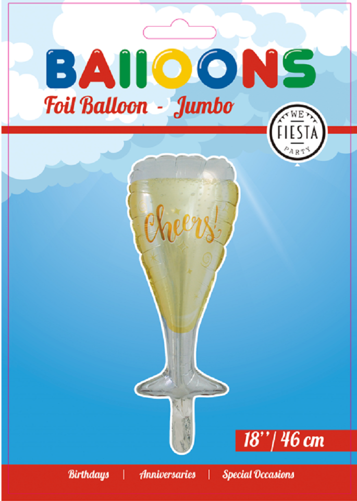 Shape Folienballon Champagnerglas Silvester Hochzeit-Ballon 46x109cm 1