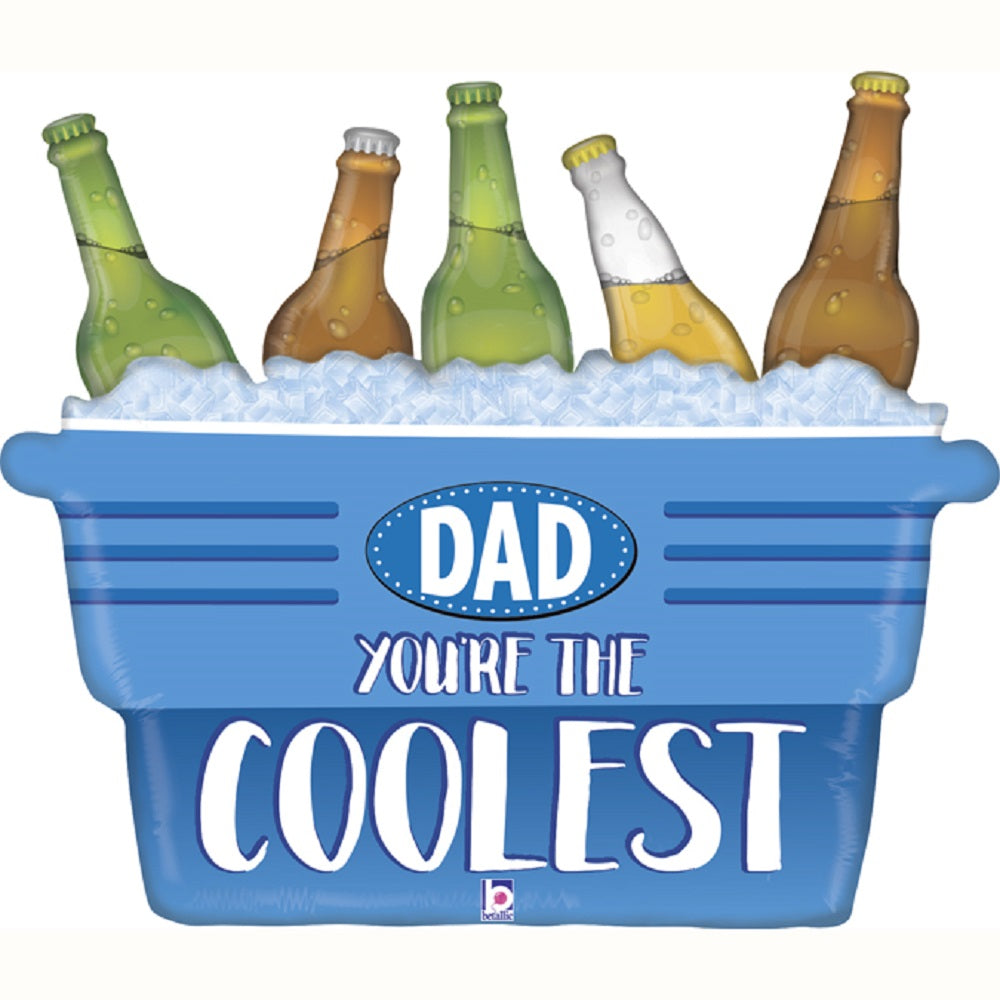 Shape Folienballon Coolest Dad Cooler 64x50cm Ballon mit Bier für Papa Vatertag