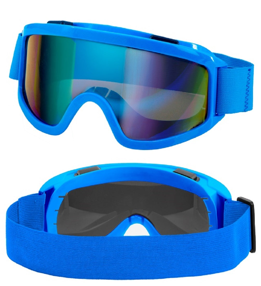 Skibrille Festivalbrille verspiegelt UV Brille in Neon-blau für Apres Ski