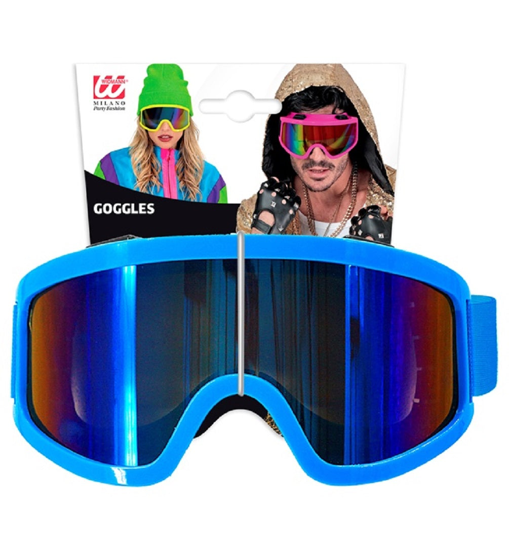 Skibrille Festivalbrille verspiegelt UV Brille in Neon-blau für Apres Ski 2