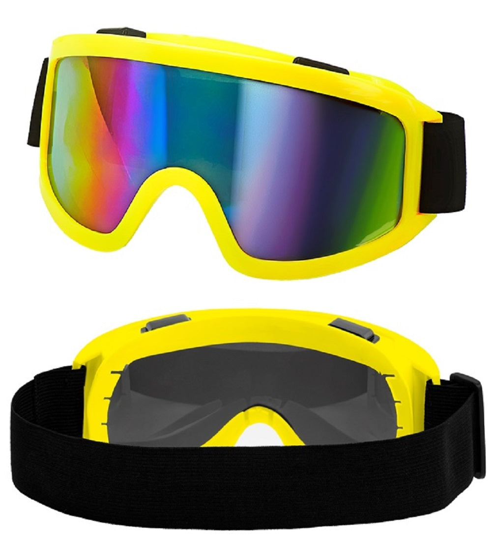 Skibrille Festivalbrille verspiegelt UV Brille in Neon-gelb für Apres Ski