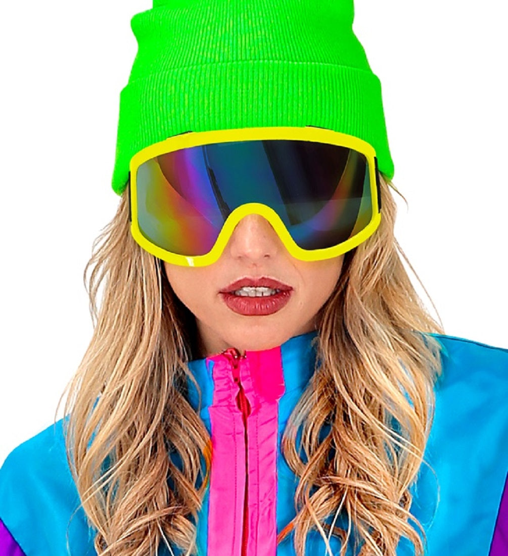 Skibrille Festivalbrille verspiegelt UV Brille in Neon-gelb für Apres Ski 4