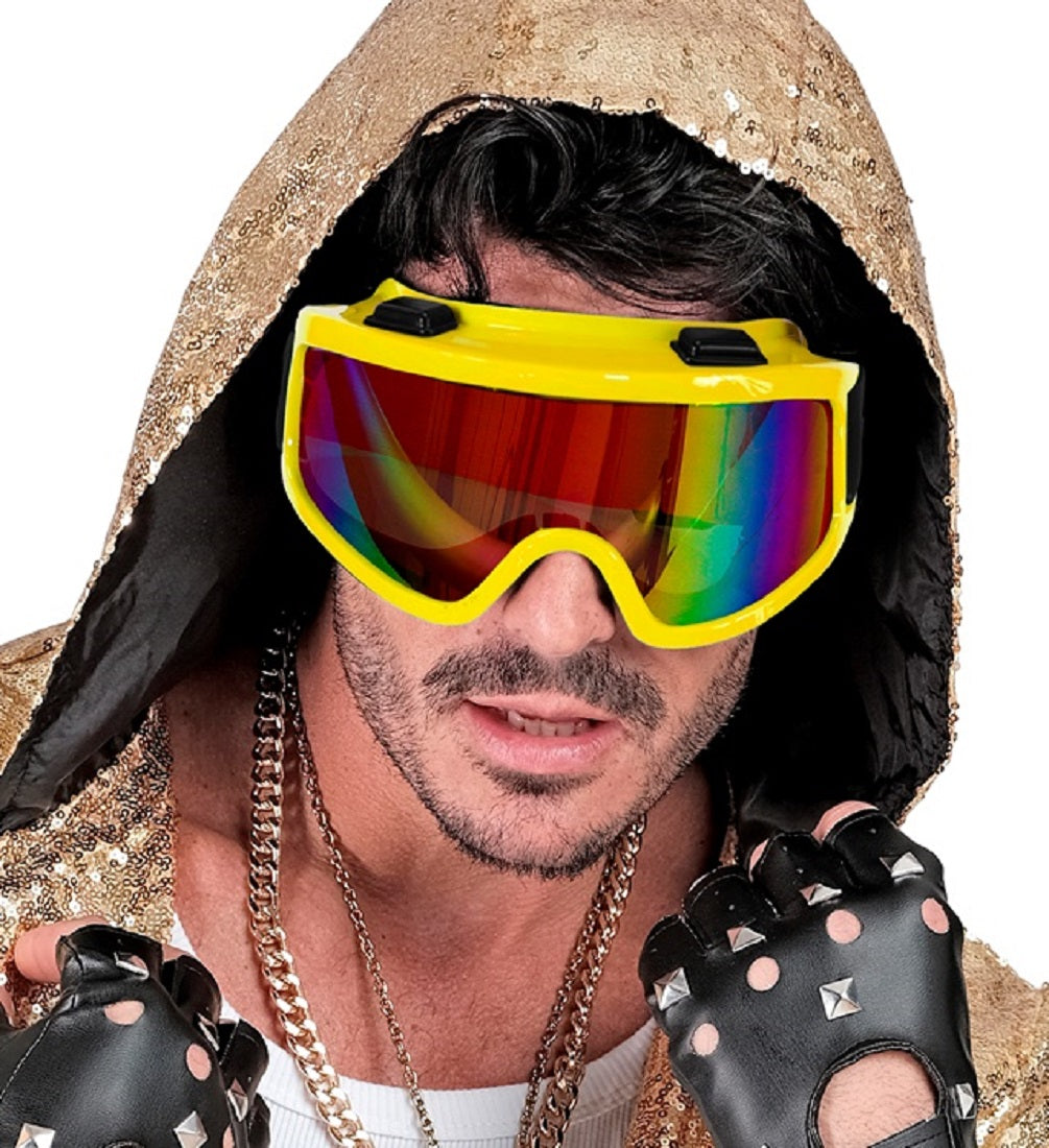 Skibrille Festivalbrille verspiegelt UV Brille in Neon-gelb für Apres Ski 5