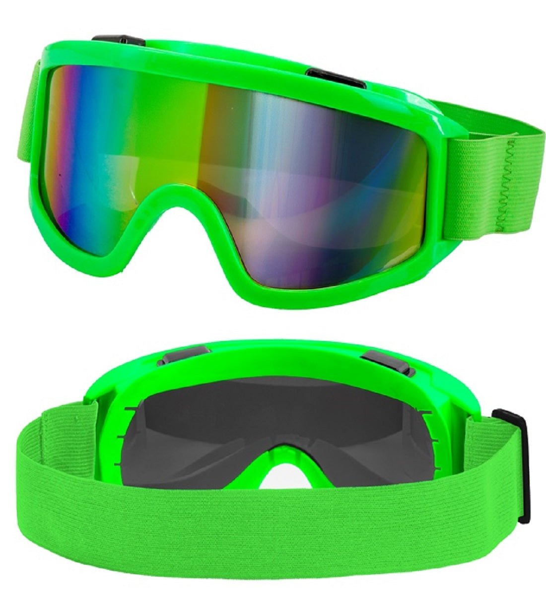Skibrille Festivalbrille verspiegelt UV Brille in Neon-grün für Apres Ski
