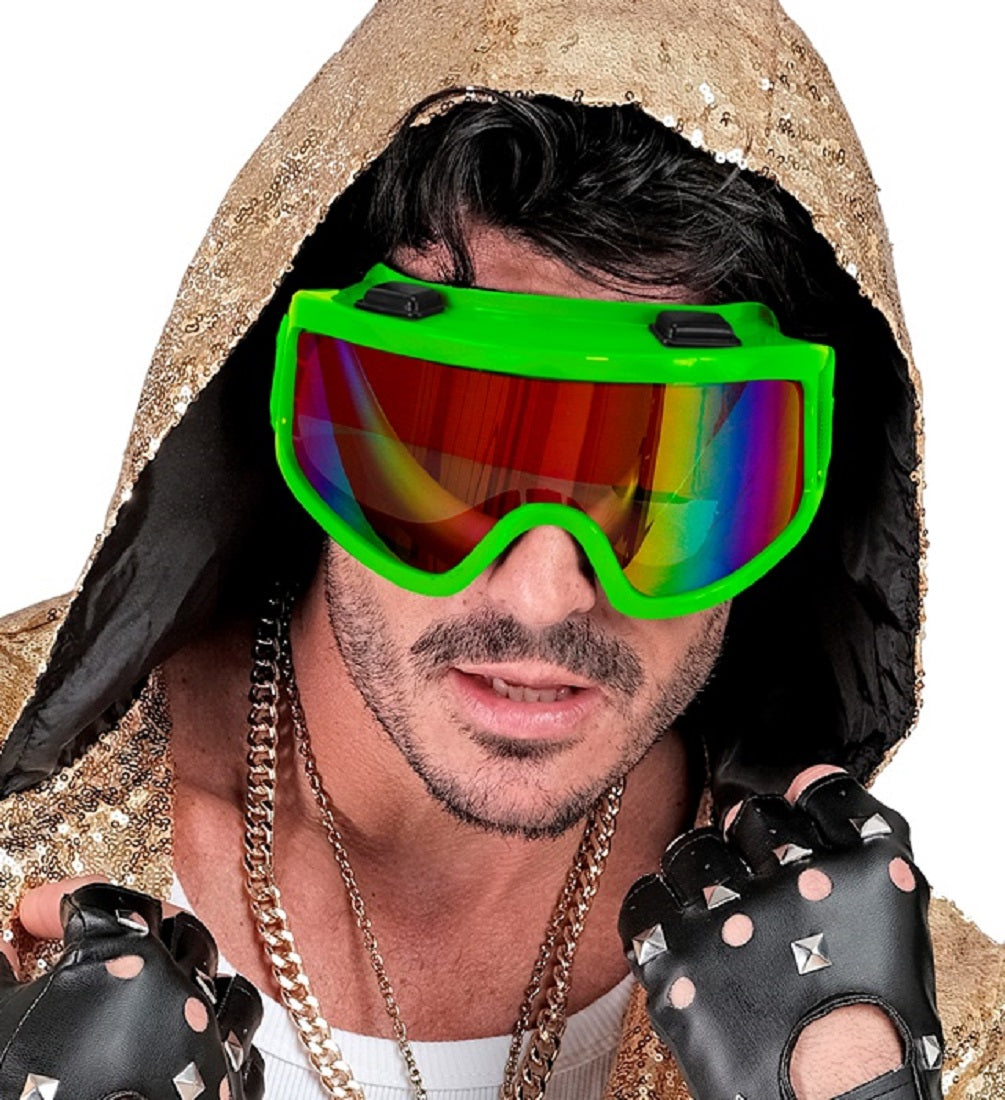 Skibrille Festivalbrille verspiegelt UV Brille in Neon-grün für Apres Ski 5