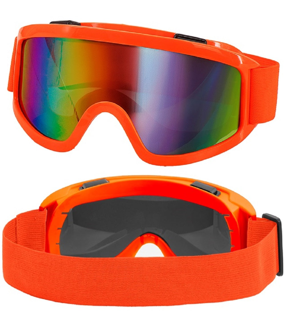 Skibrille Festivalbrille verspiegelt UV Brille in Neon-orange für Apres Ski