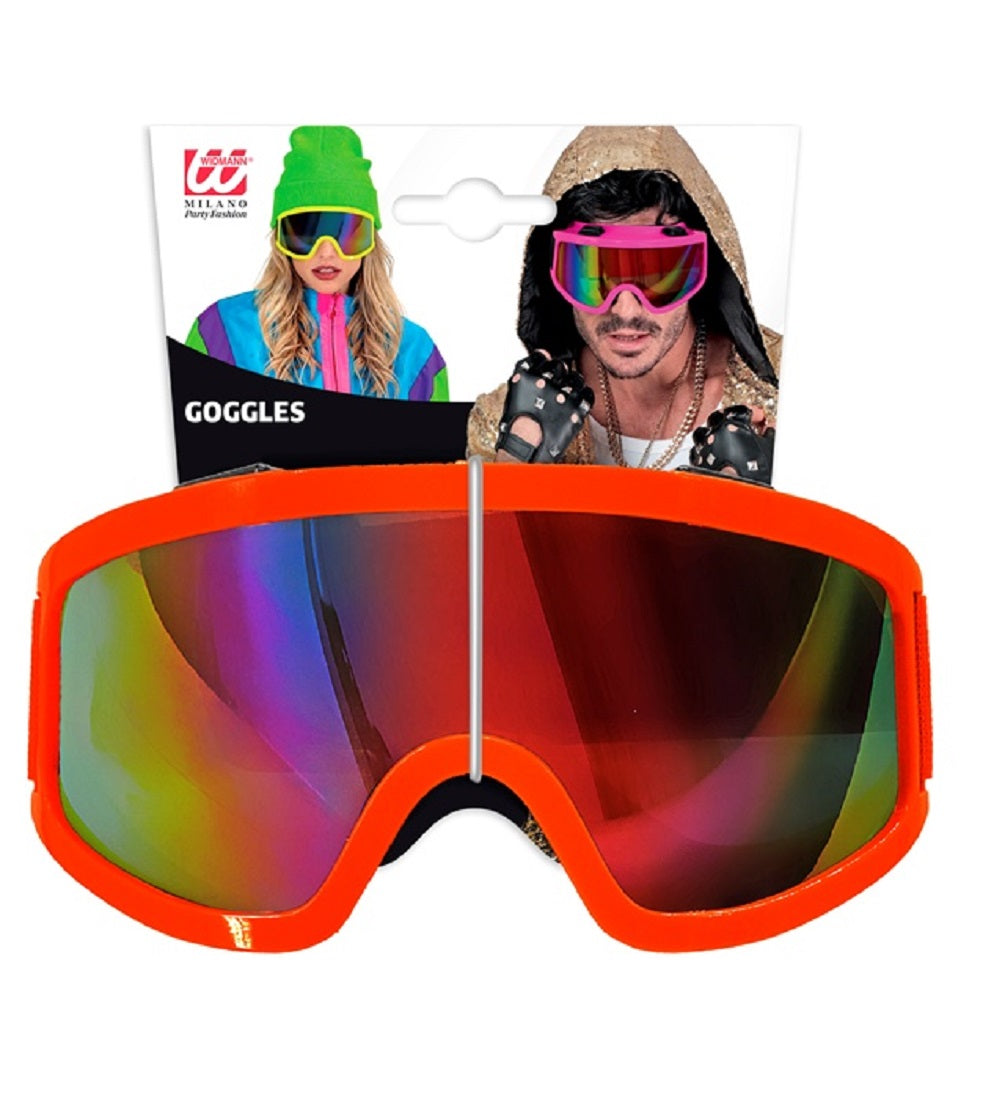Skibrille Festivalbrille verspiegelt UV Brille in Neon-orange für Apres Ski 2