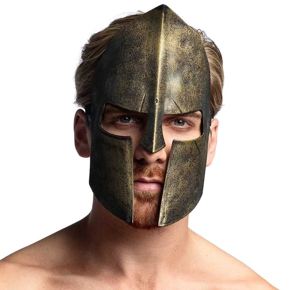 Spartanische Maske bronzefarben antike Kriegermaske