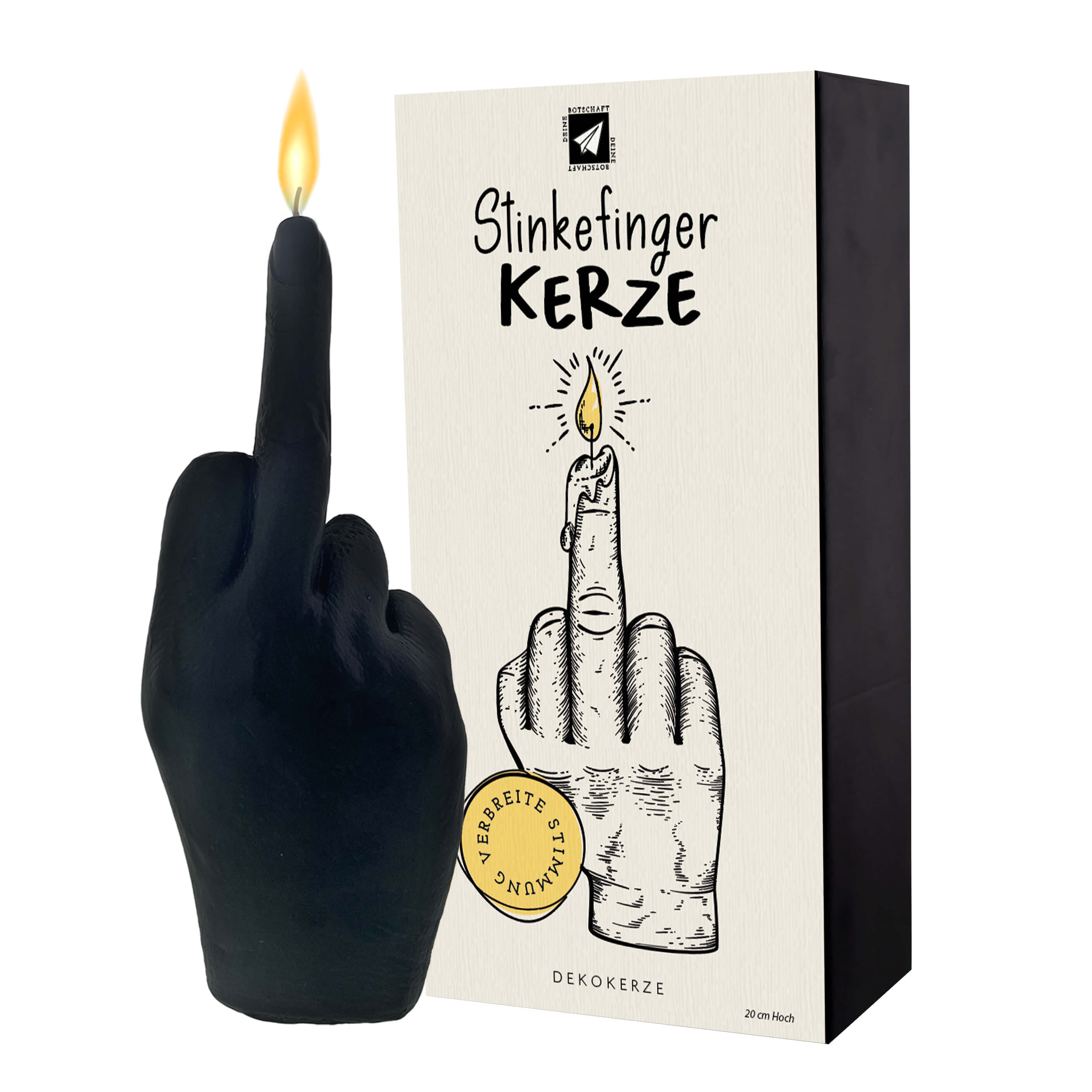 Stinkefinger Kerze schwarz tolle Geschenkidee für Freunde