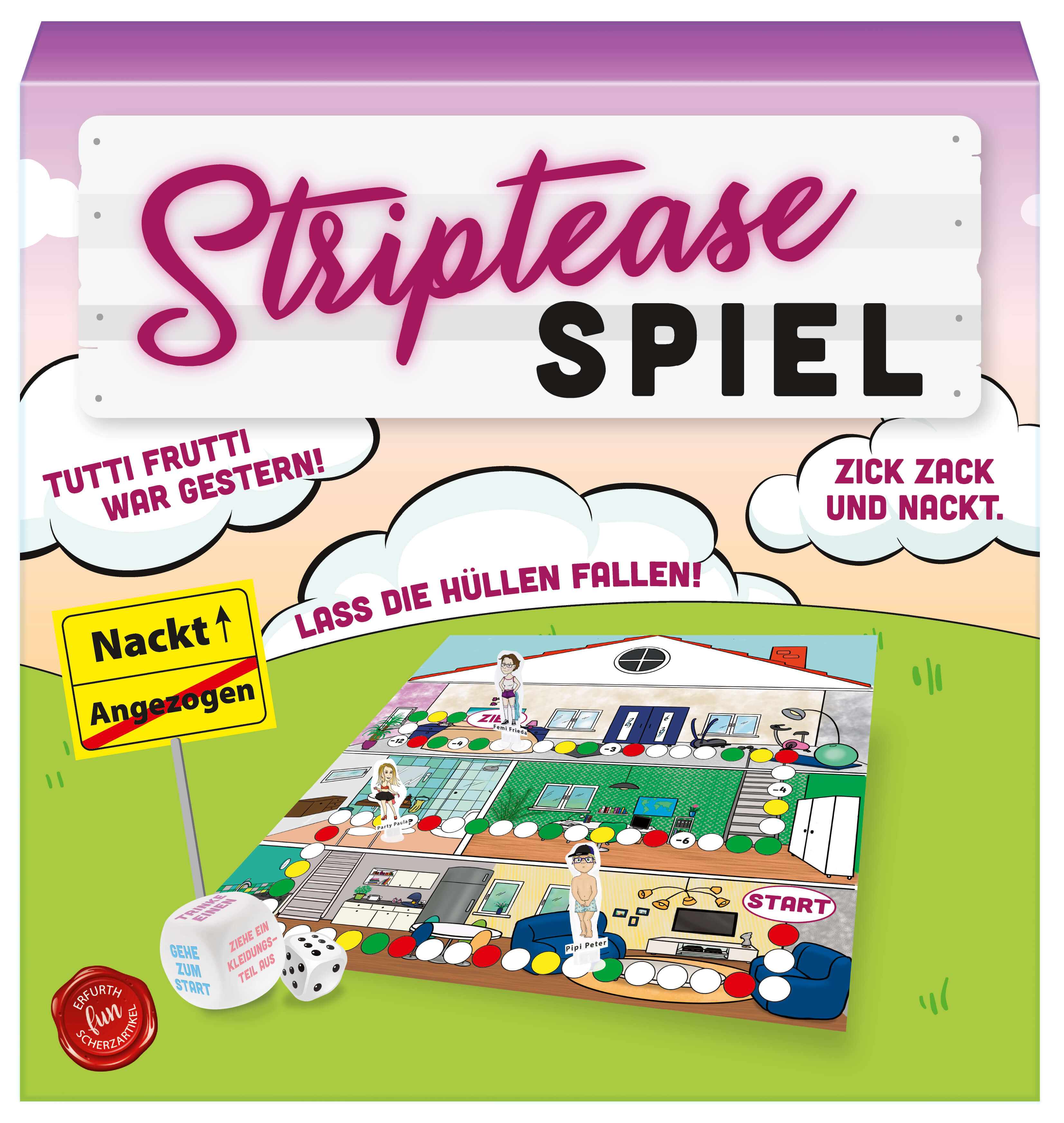 Striptease Spiel Party-Spiel für Erwachsene bis 6 Spieler